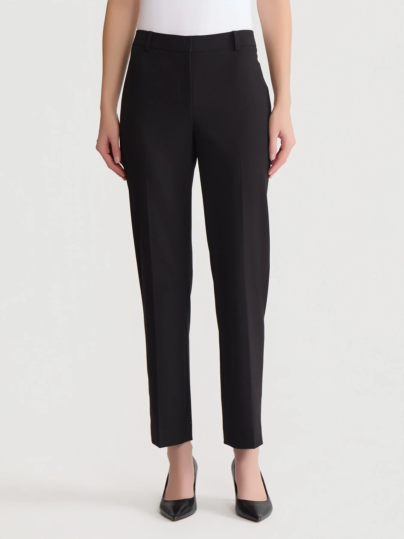 Fly Front Slim Leg Ankle Pant, Polished Bi-Stretch