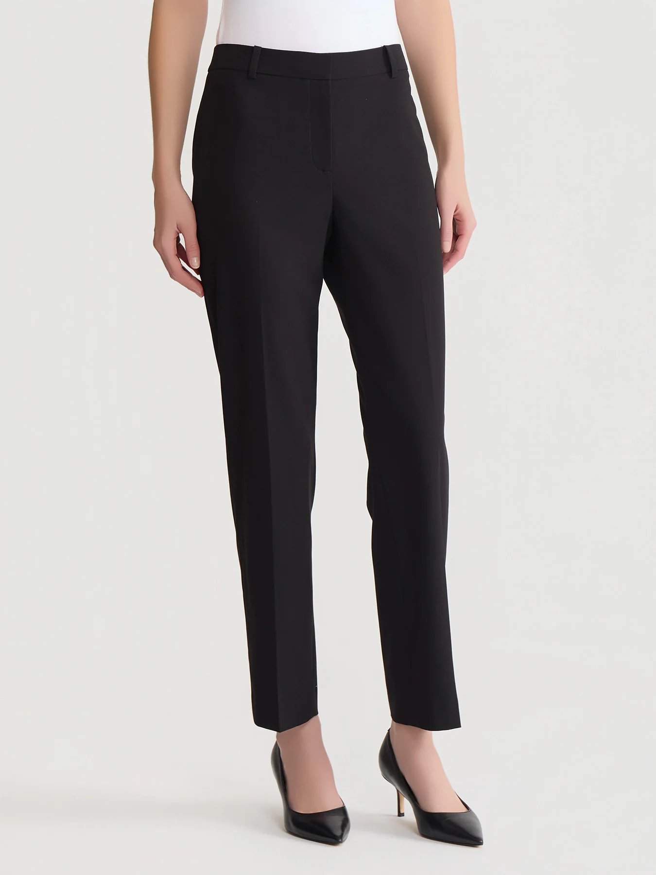 Fly Front Slim Leg Ankle Pant, Polished Bi-Stretch - Image 2