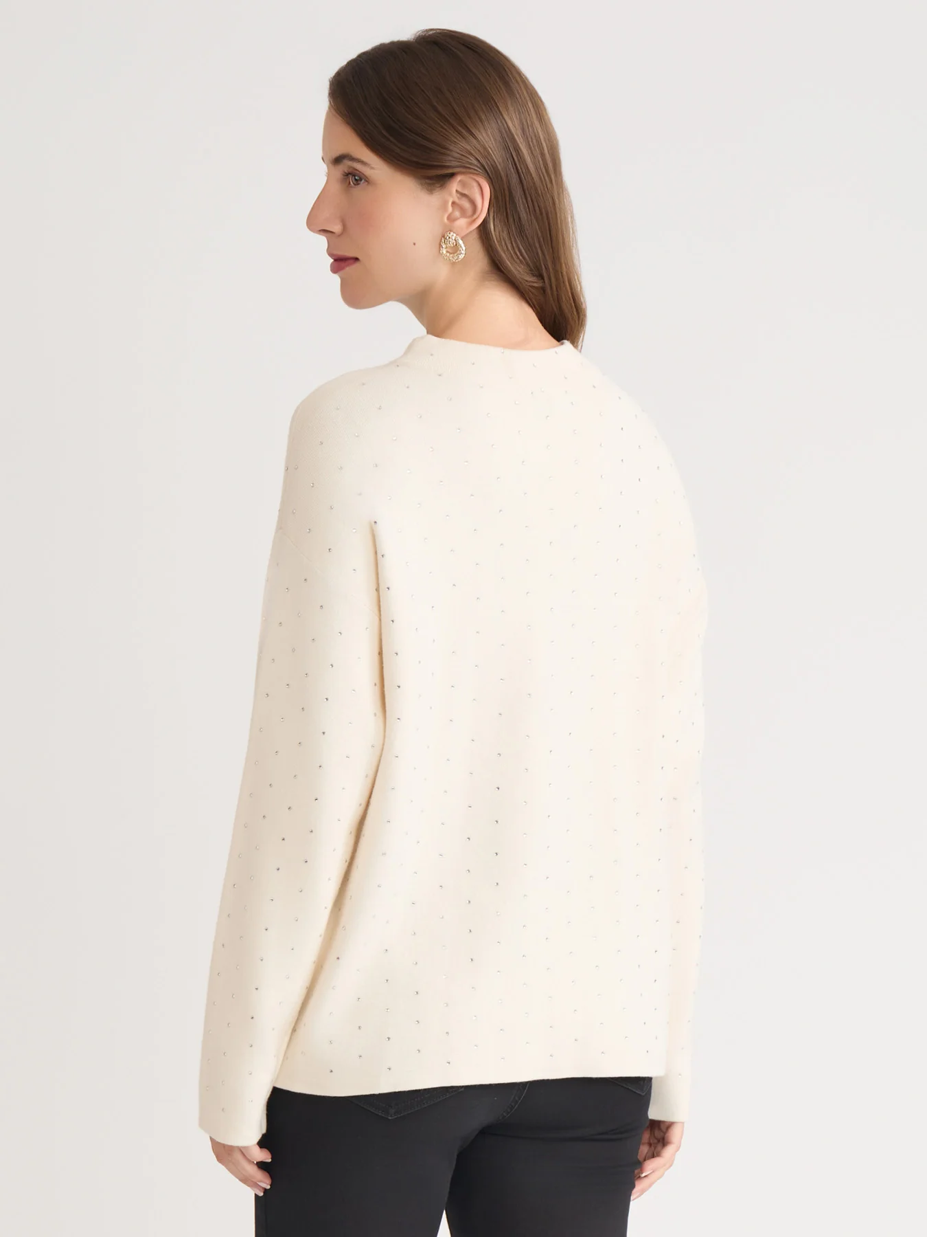 Funnel Neck Studded Accent Sweater - Image 4