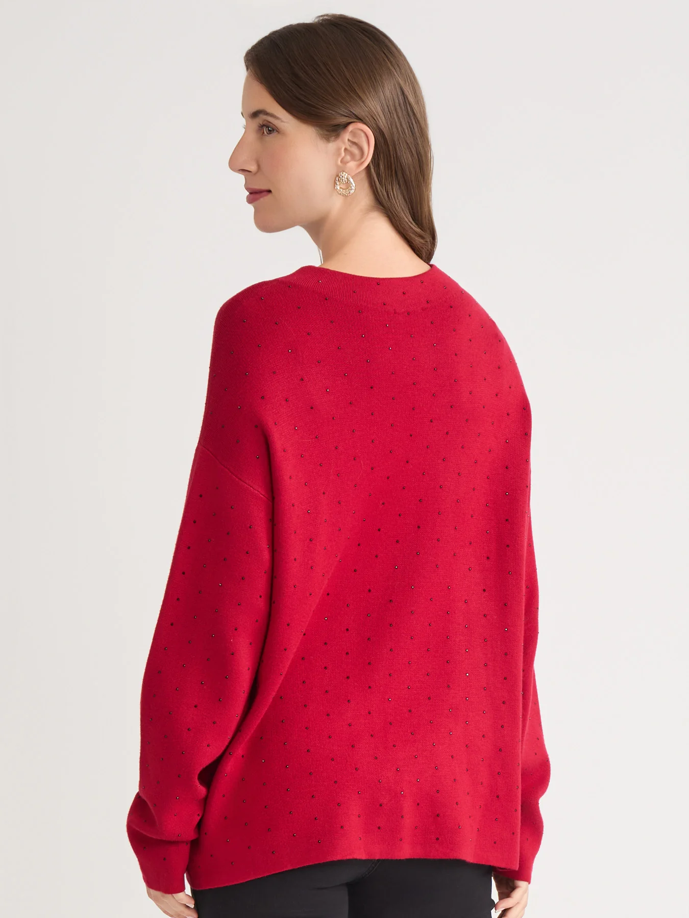 Funnel Neck Studded Accent Sweater - Image 3