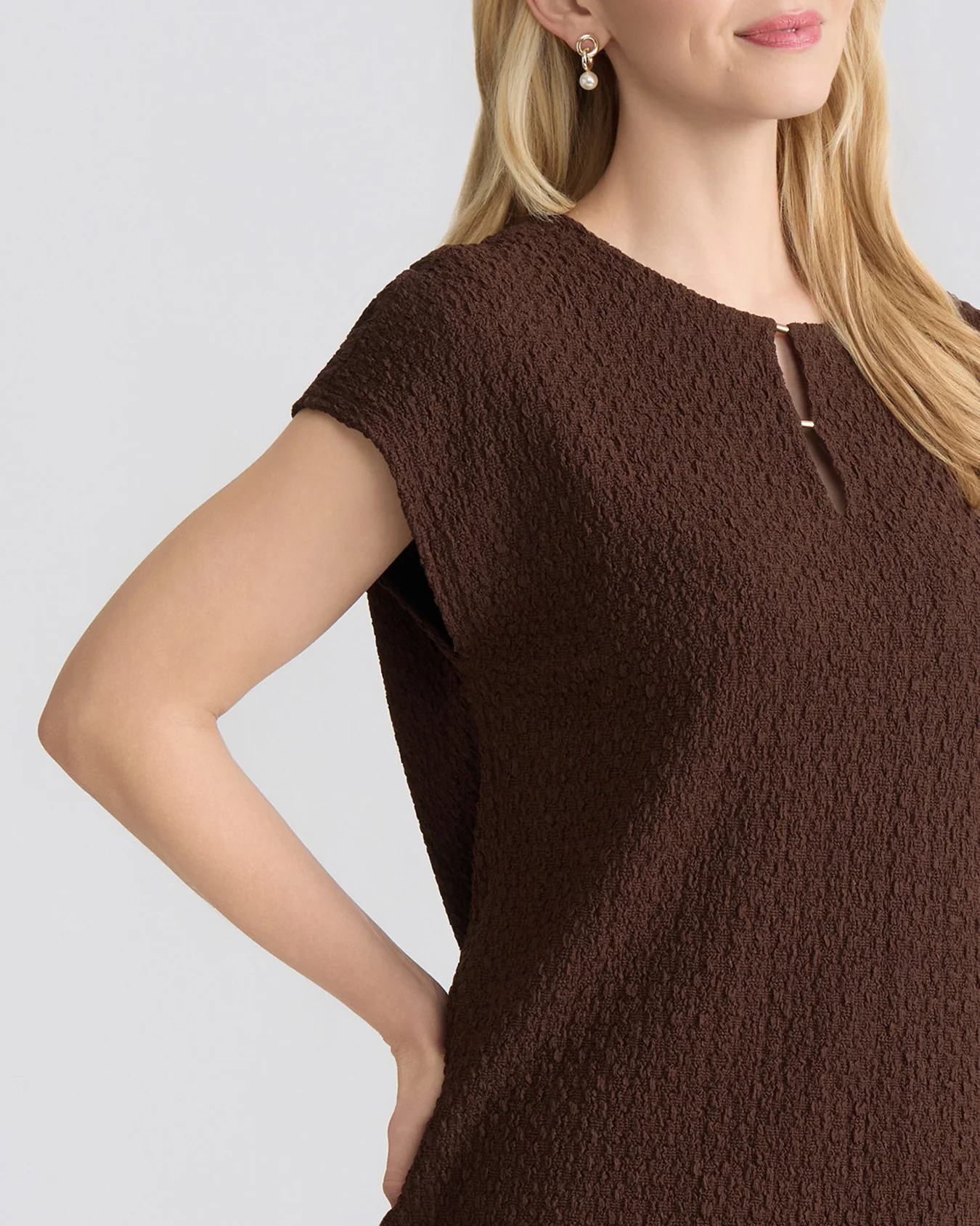 Keyhole Cap Sleeve Top, Cobble Texture - Image 3