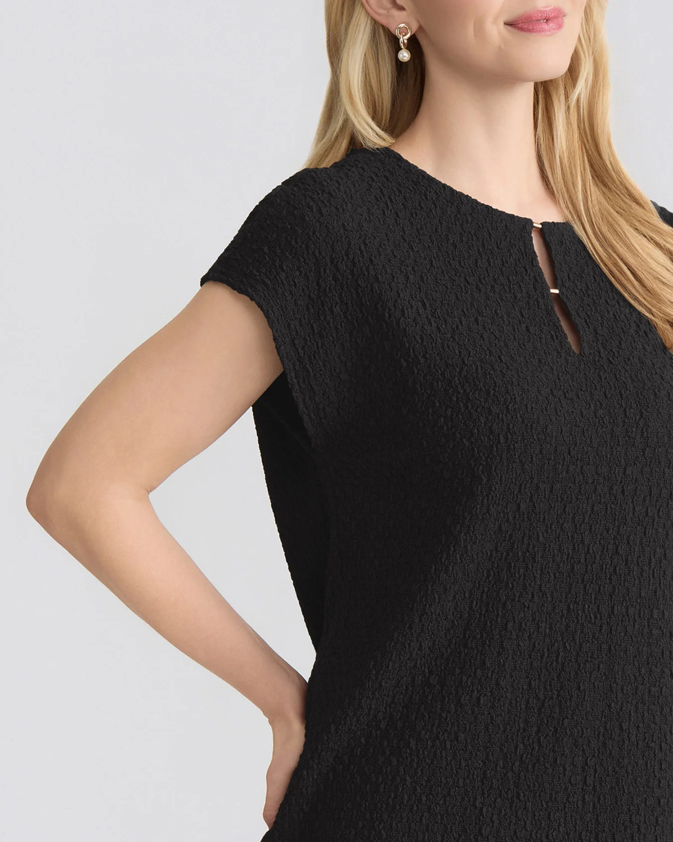Keyhole Cap Sleeve Top, Cobble Texture - Image 3