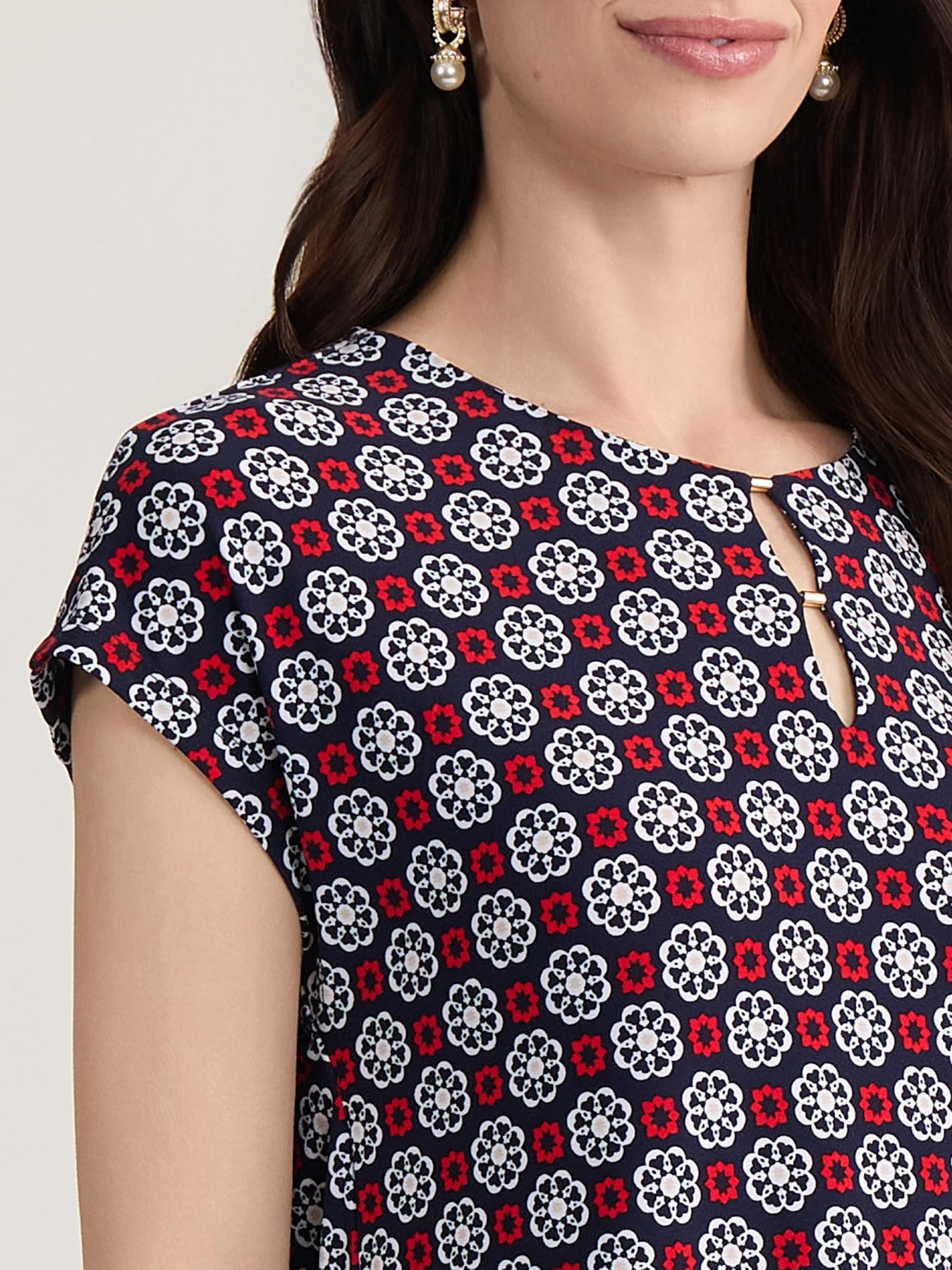 Keyhole Cap Sleeve Top, Jersey Knit - Image 3