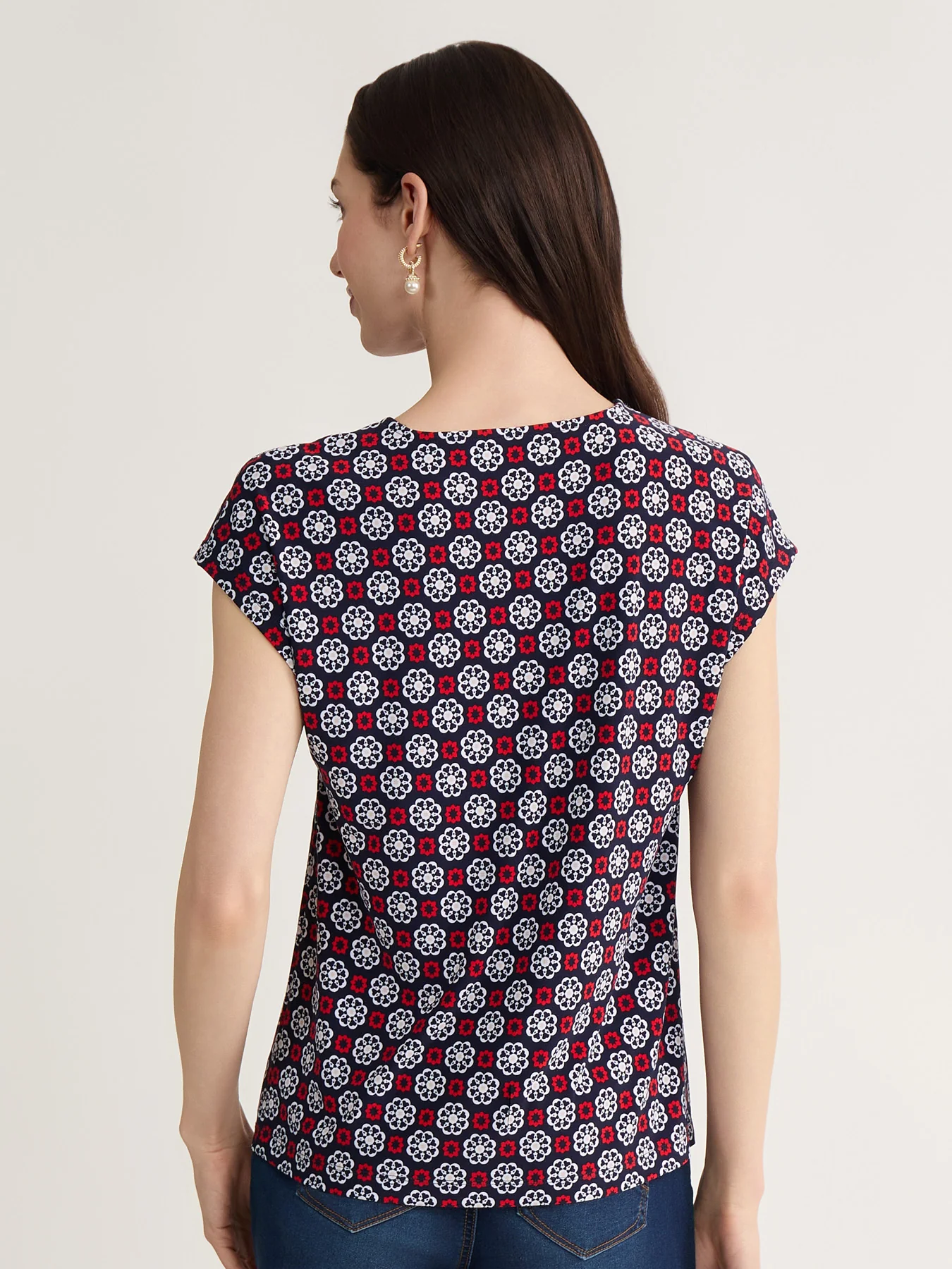 Keyhole Cap Sleeve Top, Jersey Knit - Image 4