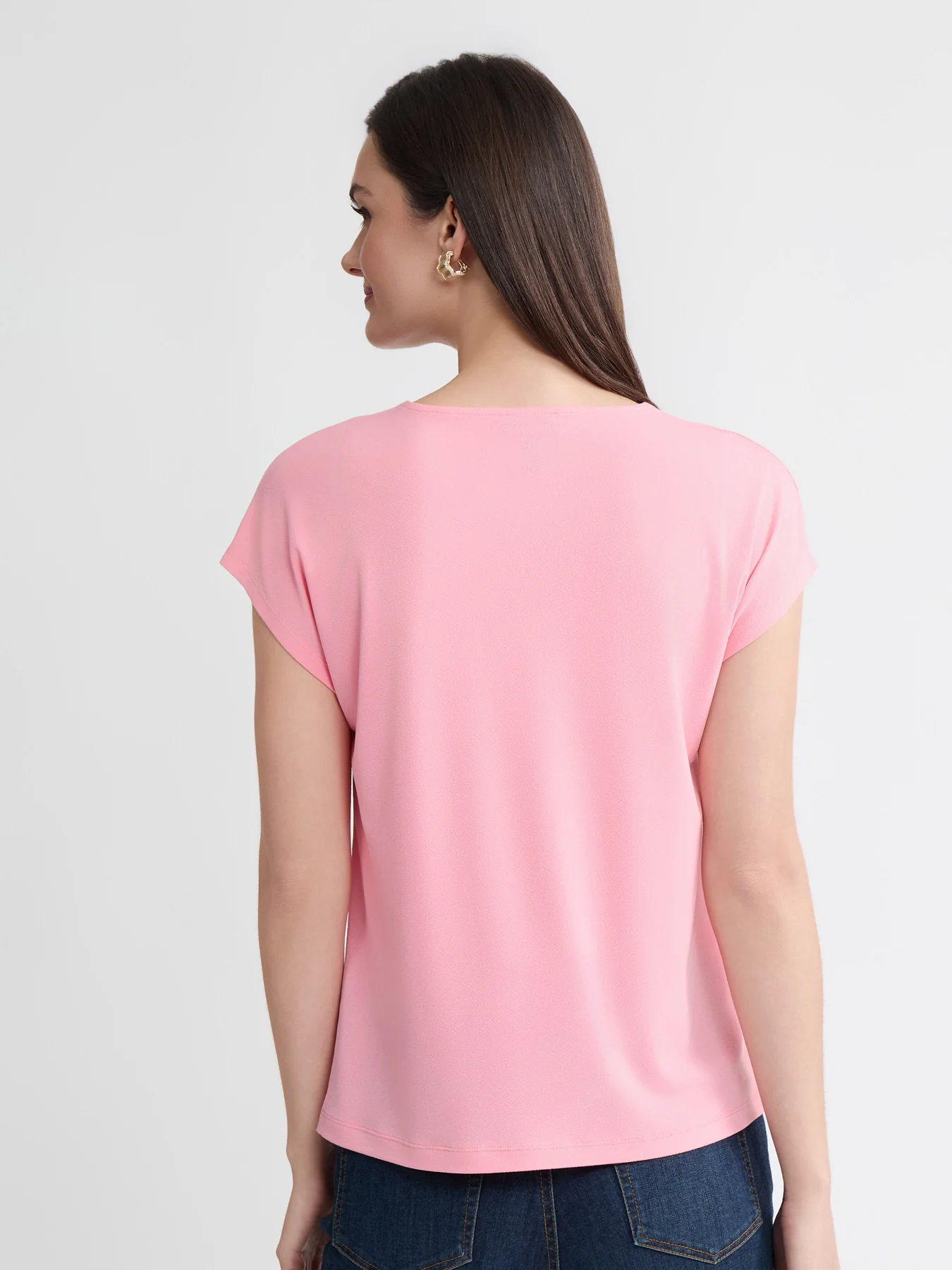 Keyhole Cap Sleeve Top, Moss Crepe - Image 4