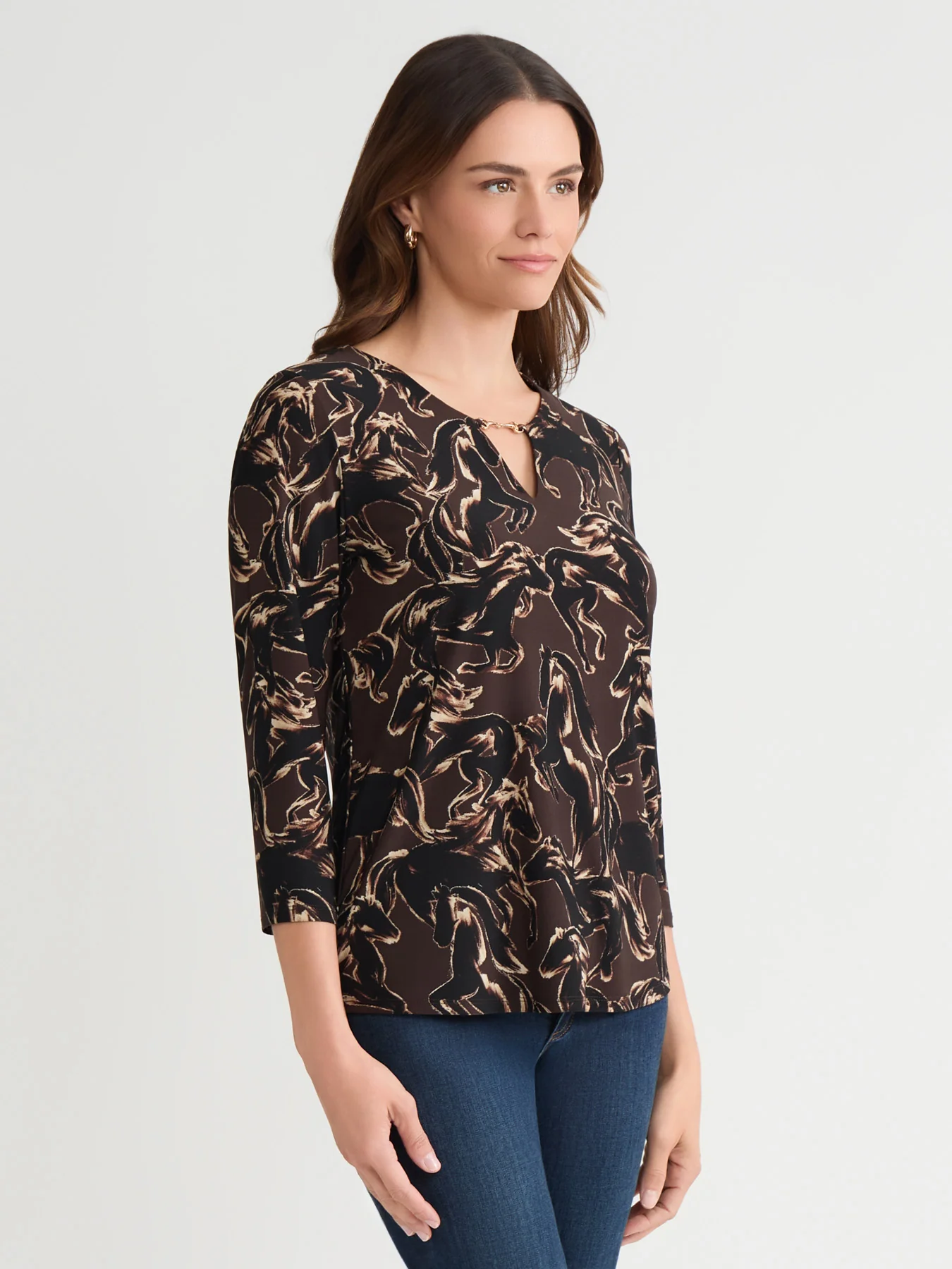 Keyhole Neck Print Pullover Top - Image 2