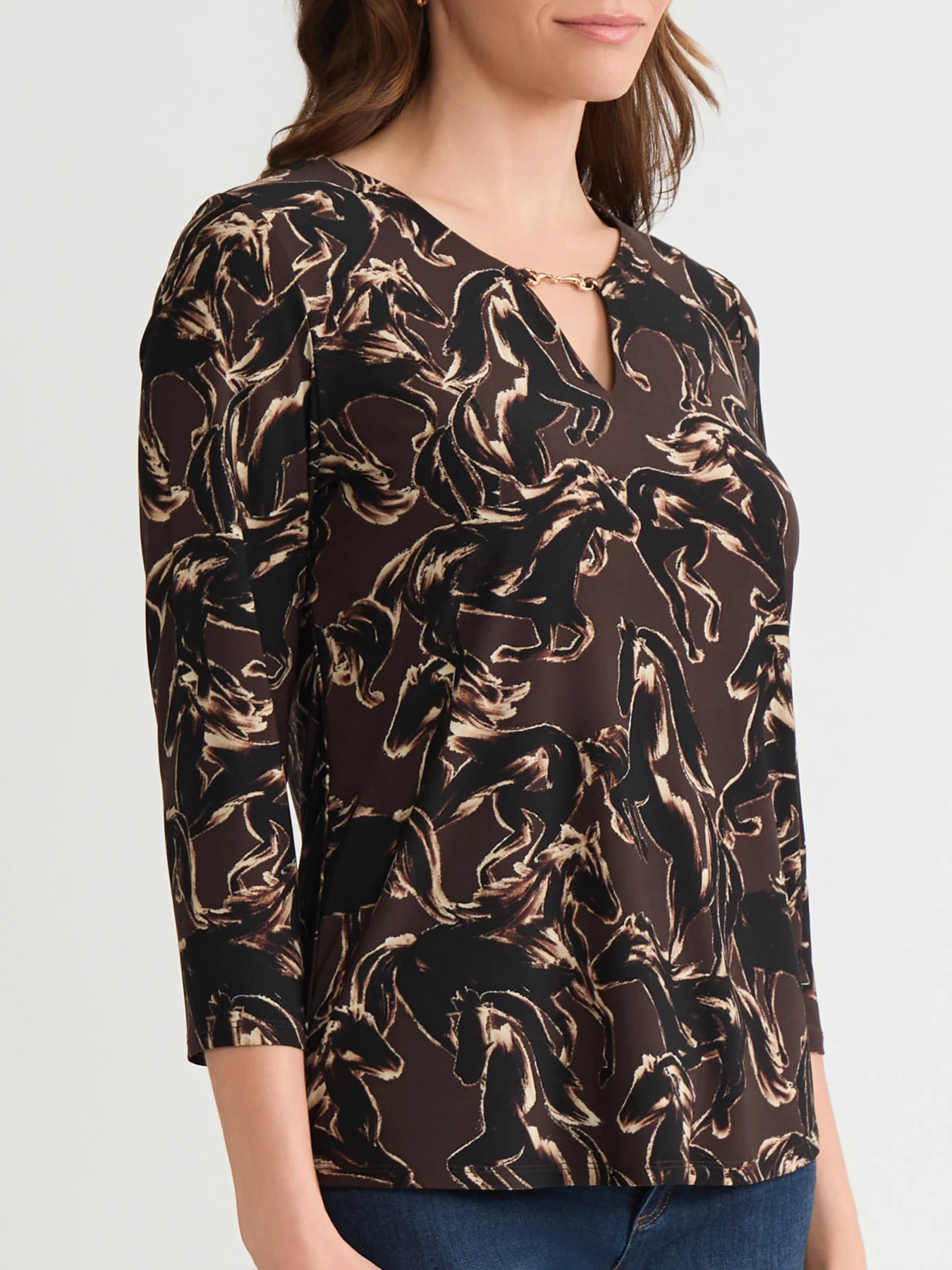 Keyhole Neck Print Pullover Top - Image 3