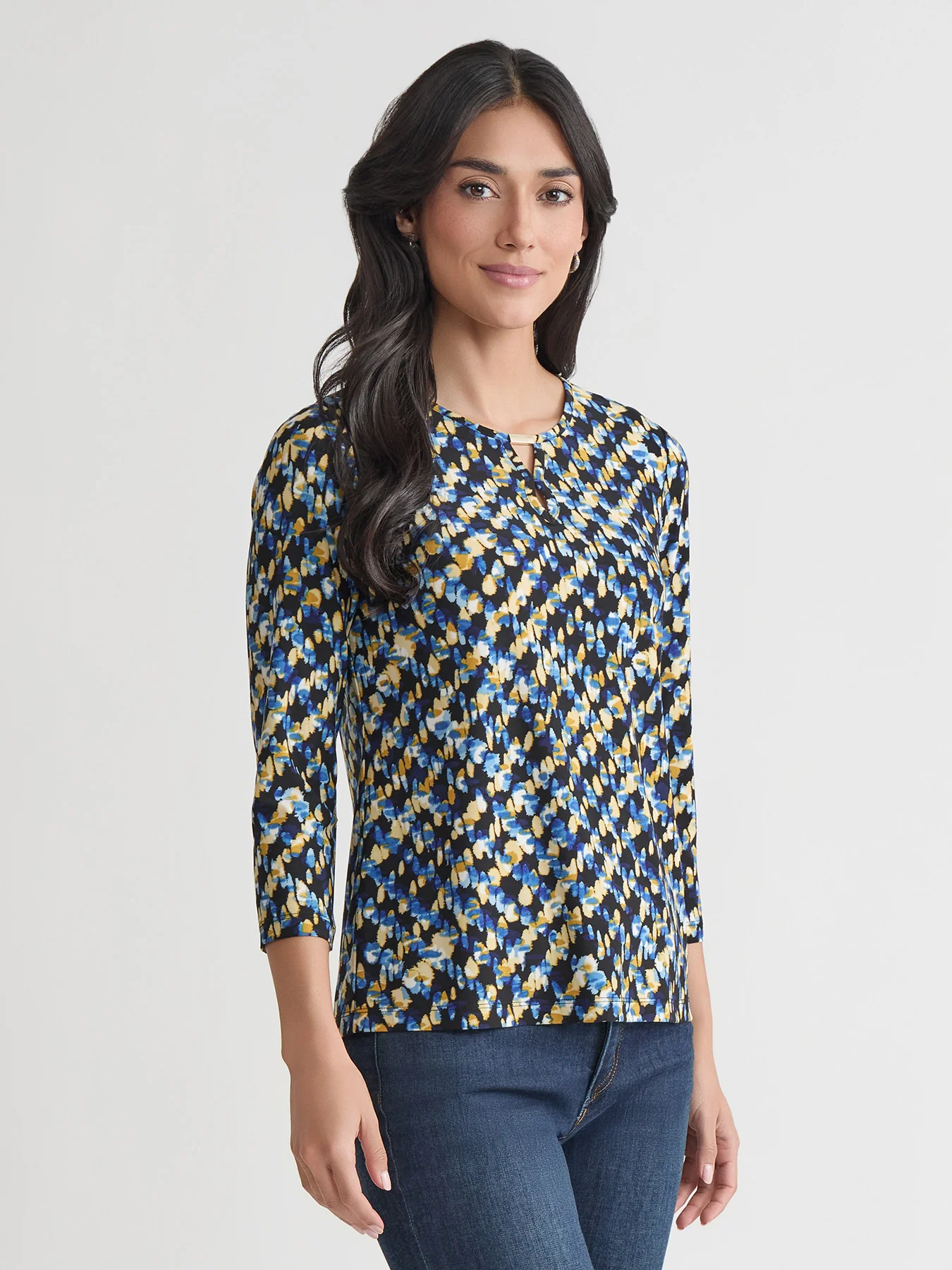 Petite Keyhole Noodle Top, Printed Everyday Knit - Image 2