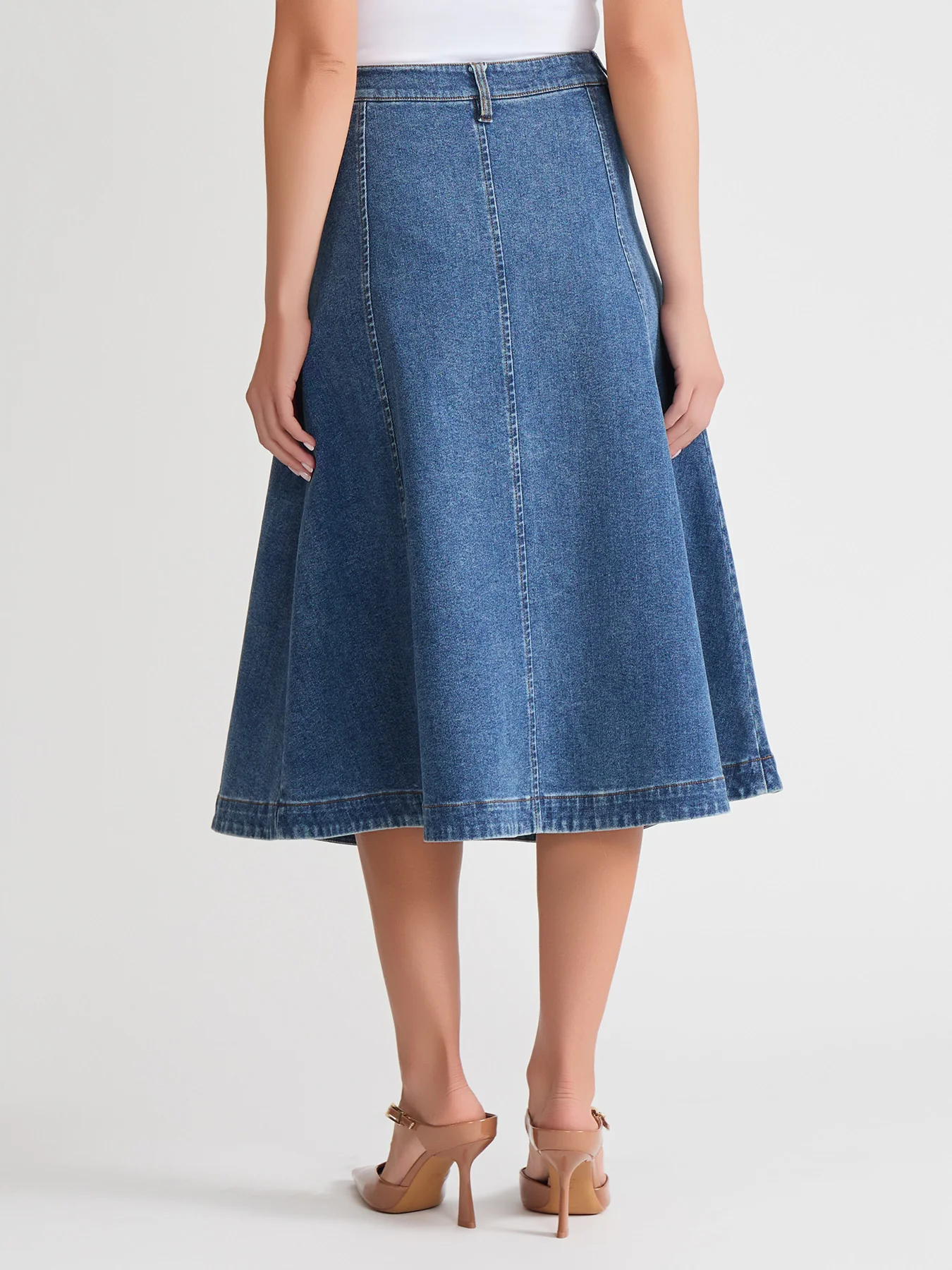 Midi Denim Circle Skirt, Oasis Wash - Image 3