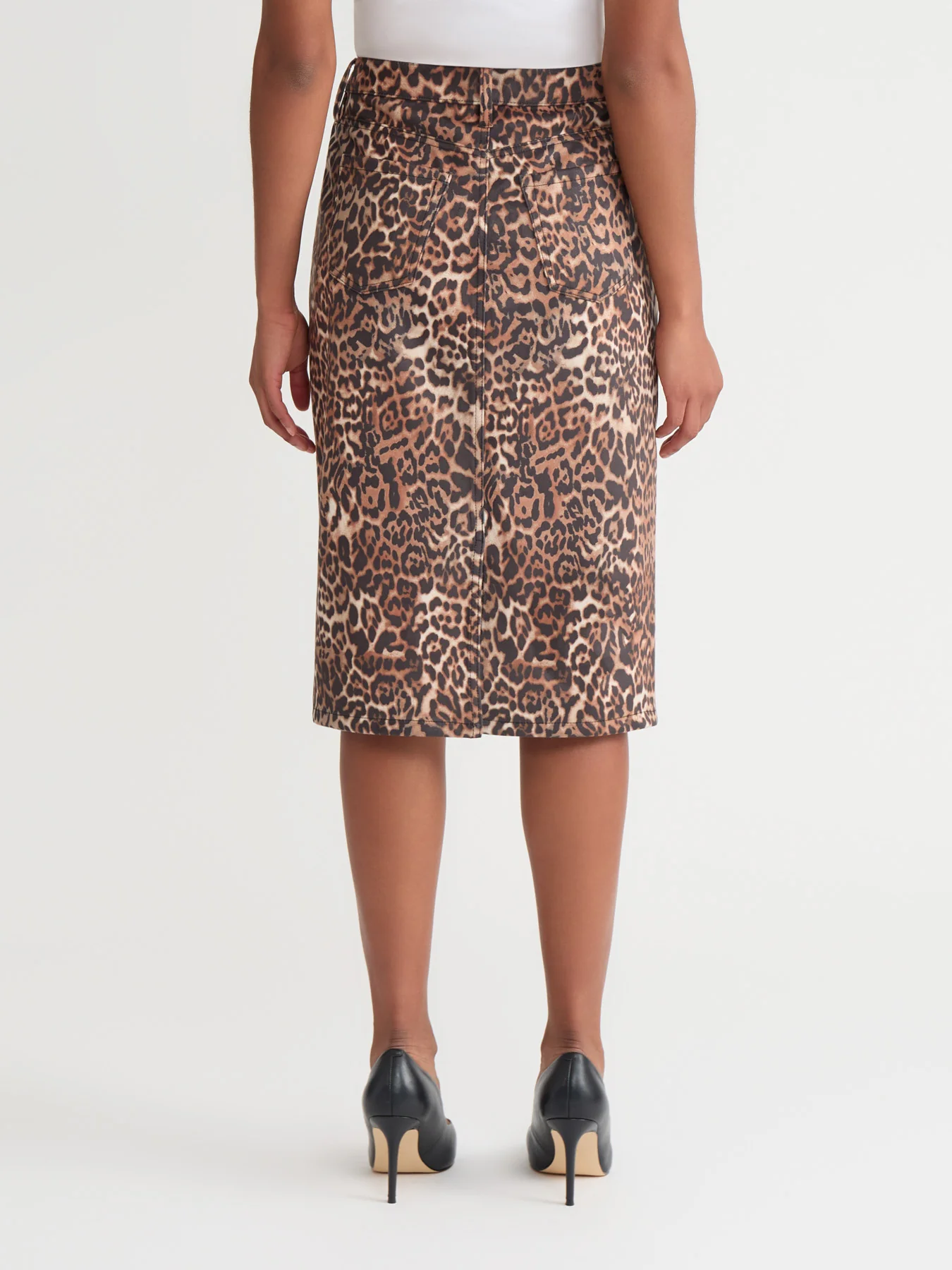 Midi Skirt, Printed Suede - Image 4