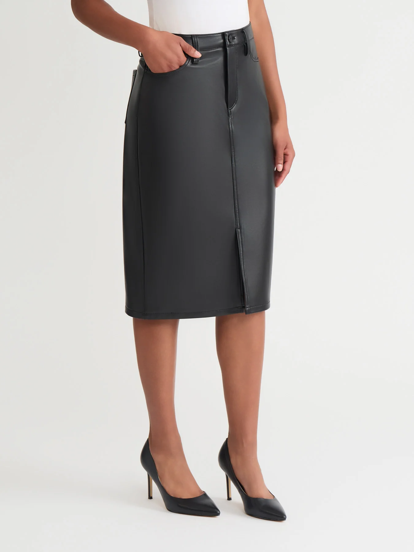 Midi Skirt, Vegan Leather - Image 2