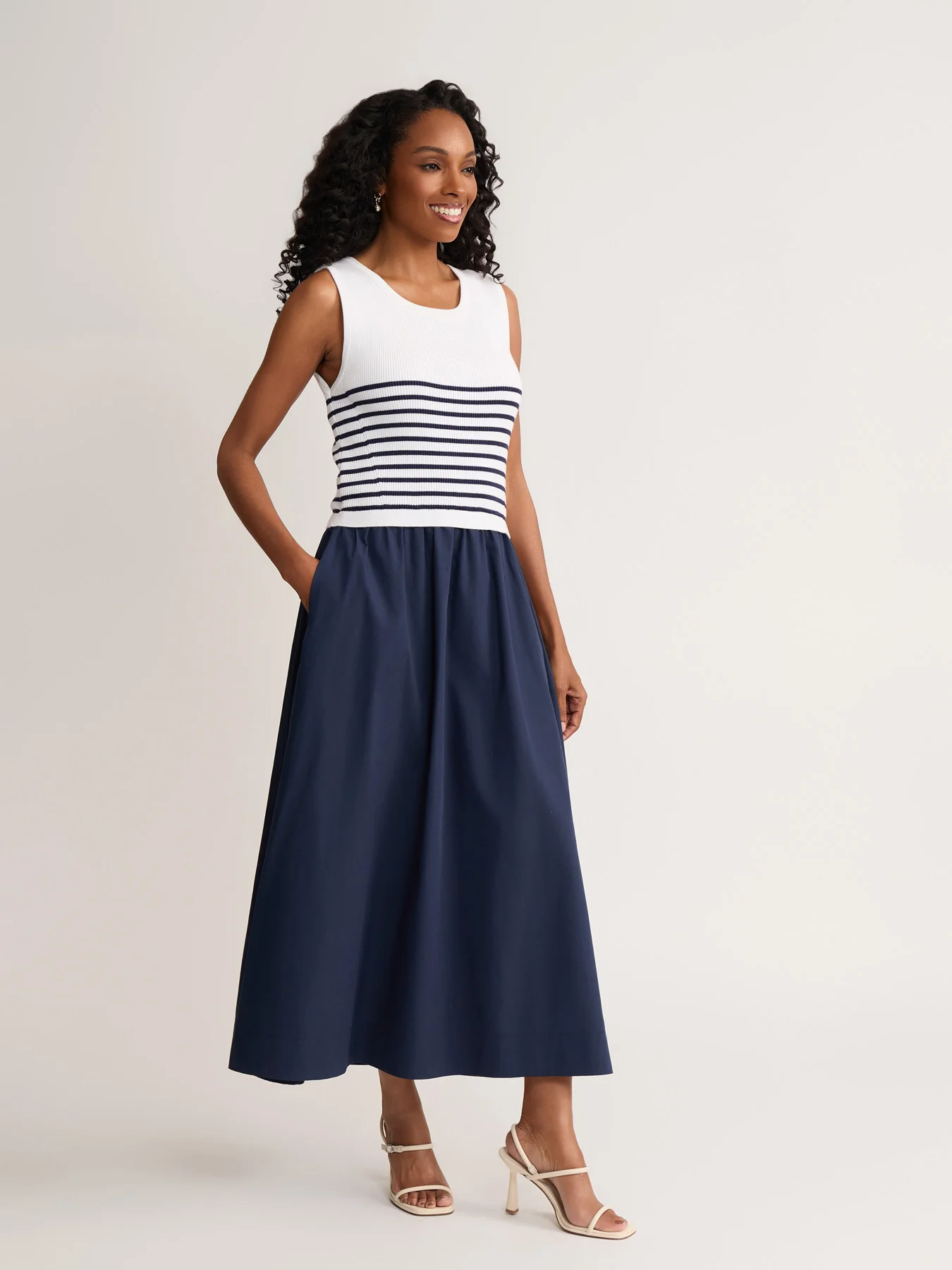 Mixed Media Striped Tank Maxi Dress - Image 3