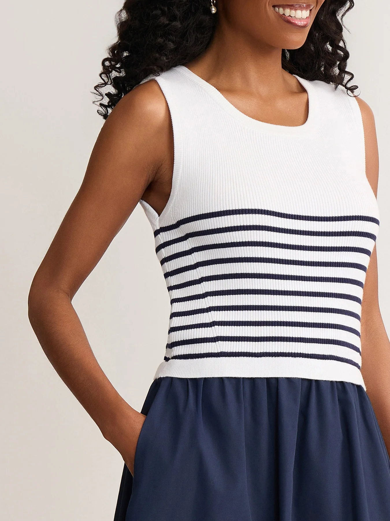 Mixed Media Striped Tank Maxi Dress - Image 4