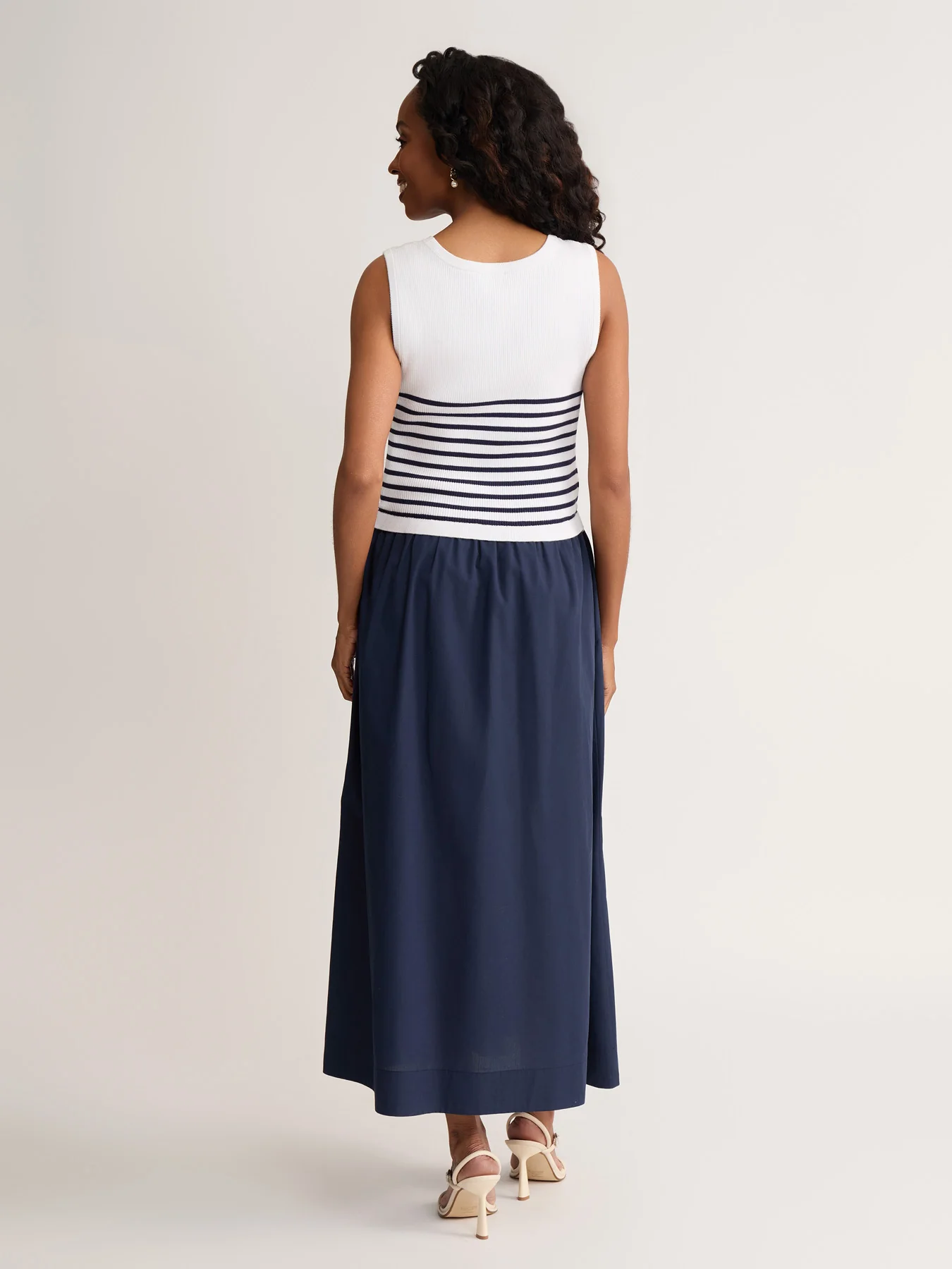 Mixed Media Striped Tank Maxi Dress - Image 5