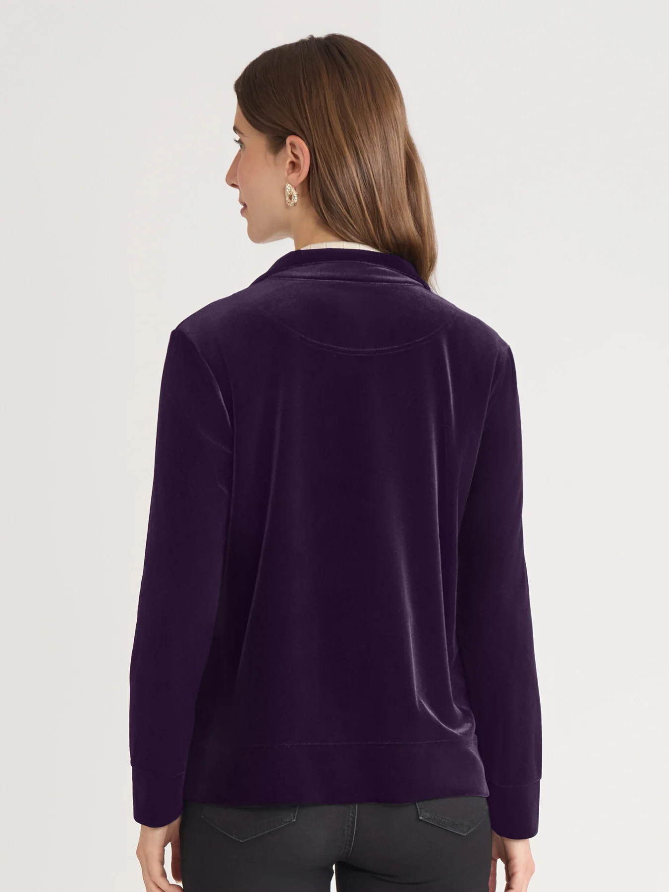 Mock Neck Zip-Front Velour Jacket - Image 4