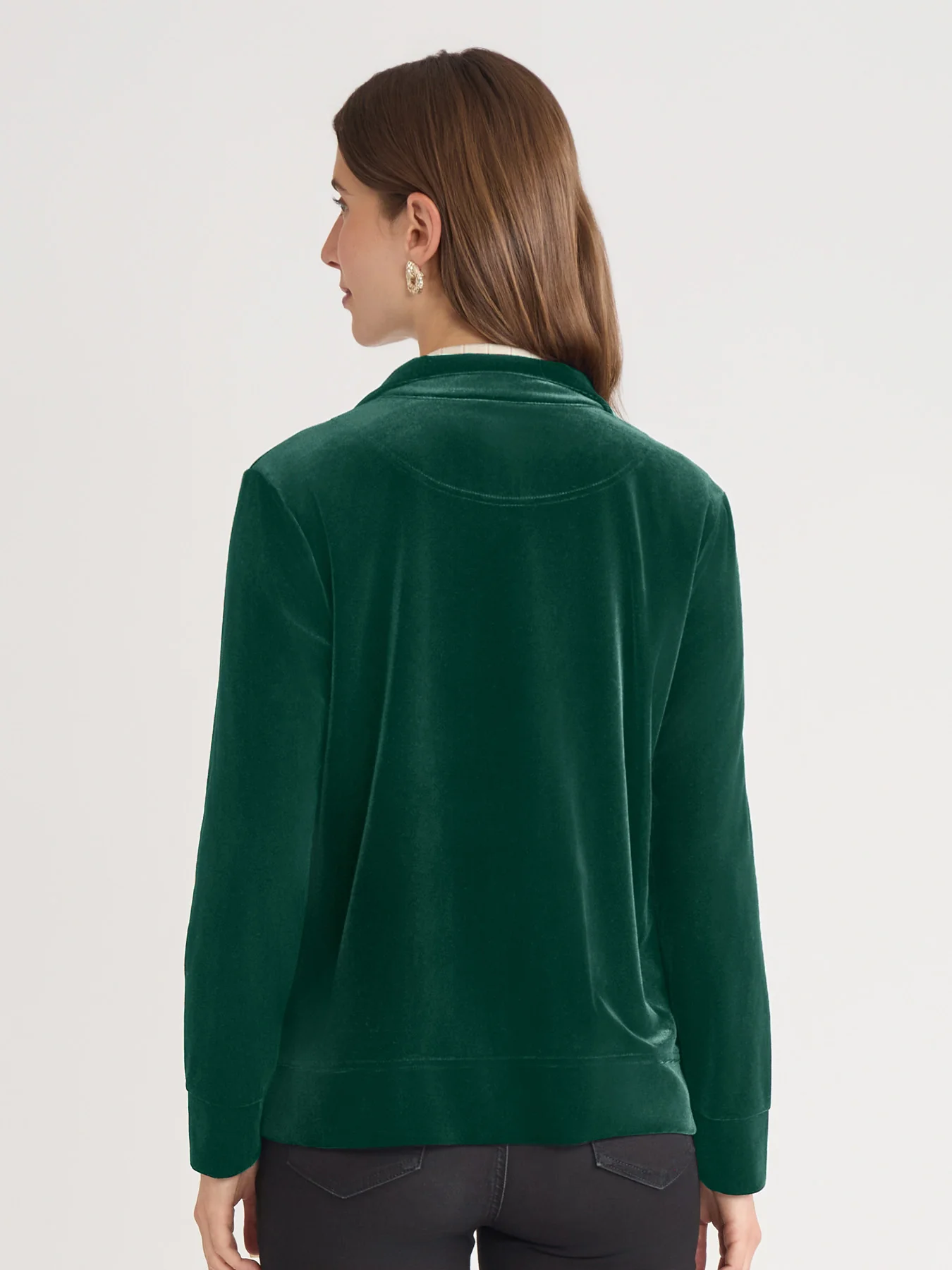 Mock Neck Zip-Front Velour Jacket - Image 4