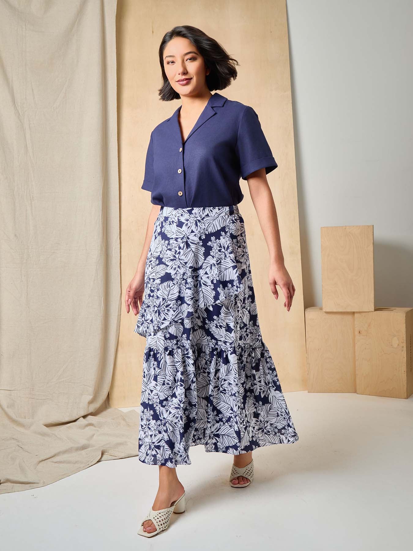 Pull-On Ruffle Maxi Skirt, Crepe de Chine - Image 4