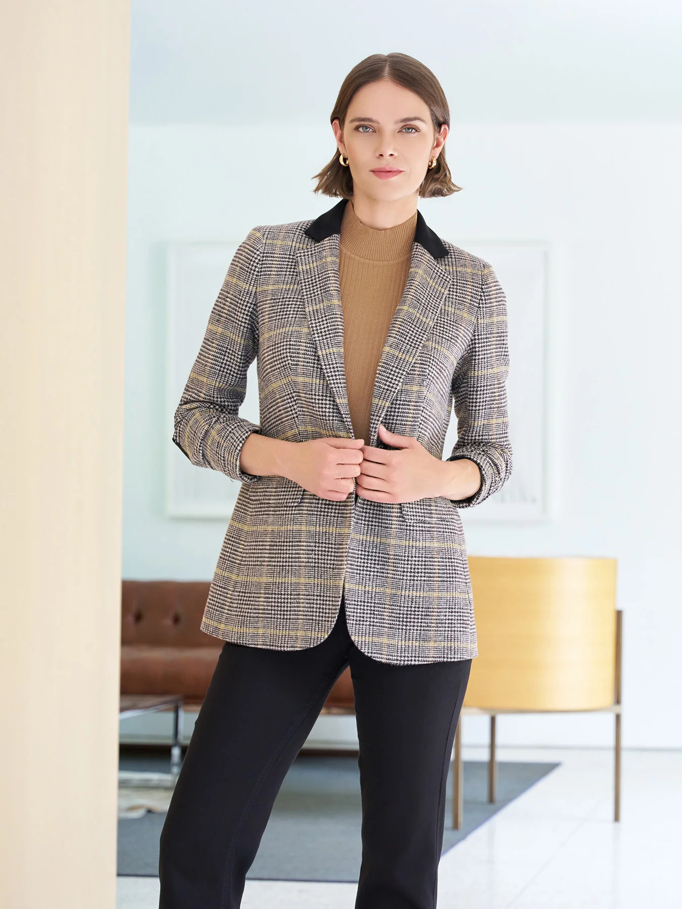 One Button Elbow Patch Blazer - Image 2