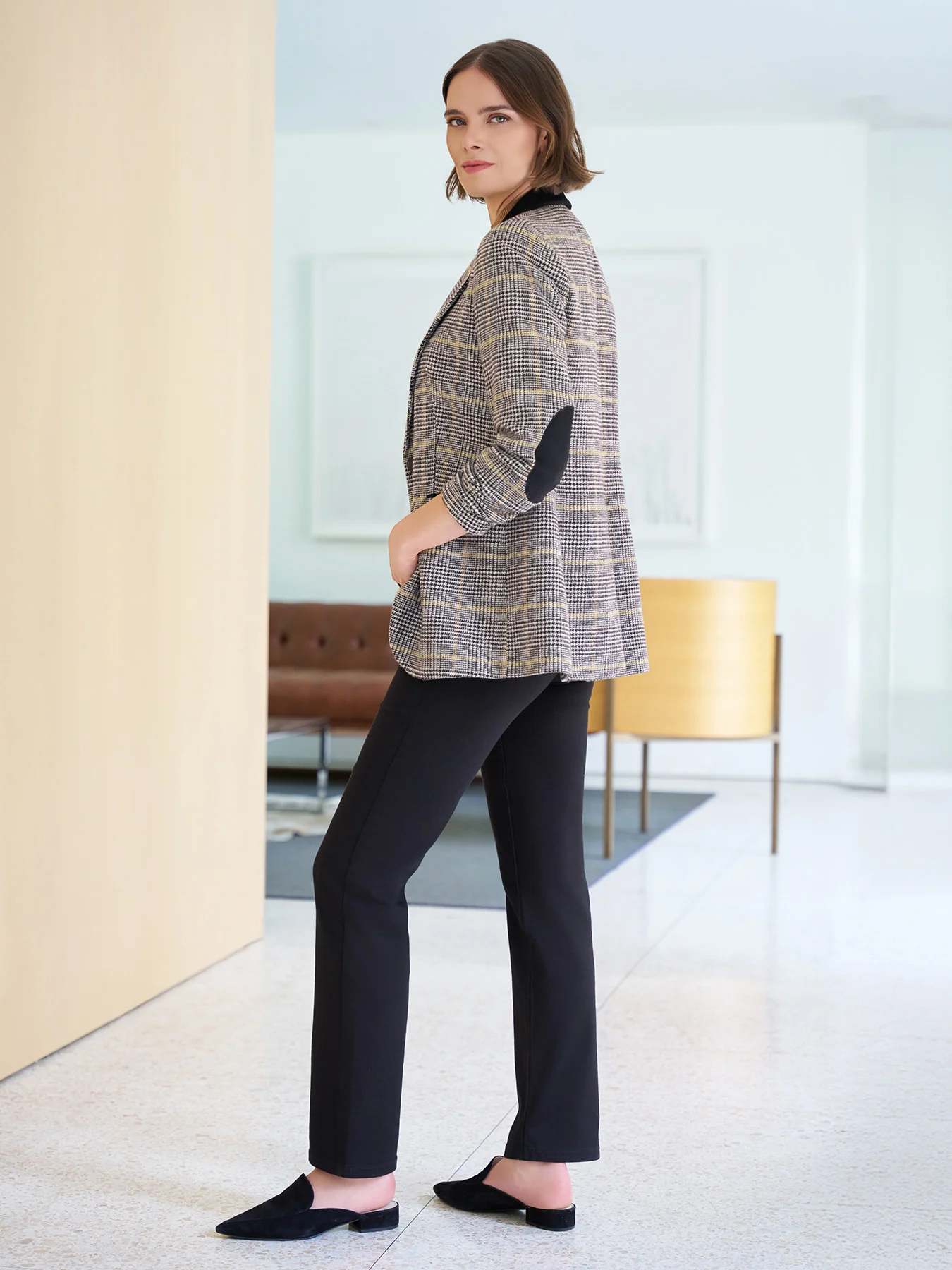 One Button Elbow Patch Blazer - Image 8