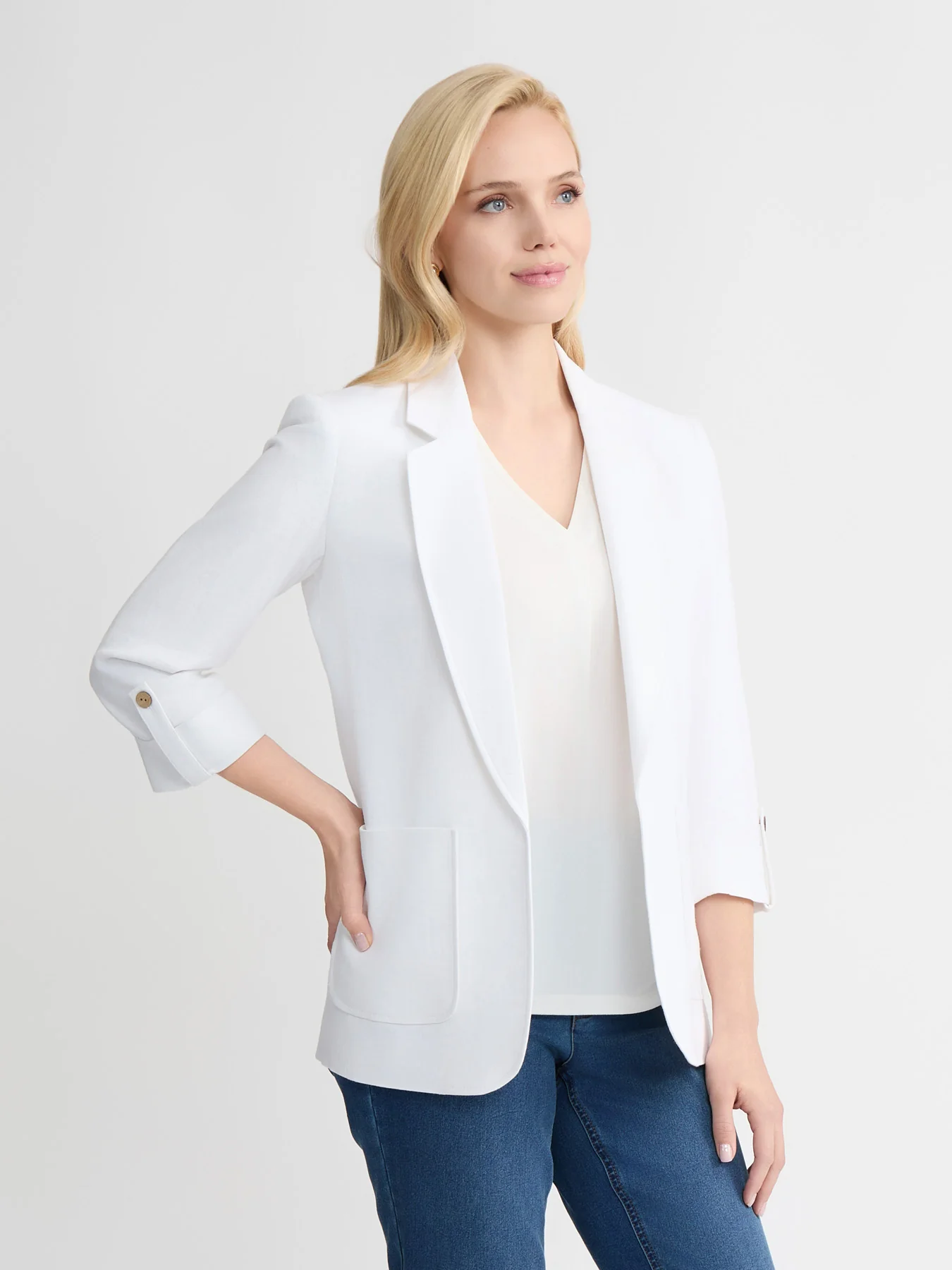 Plus Patch Pocket Jacket, Linen - Image 3