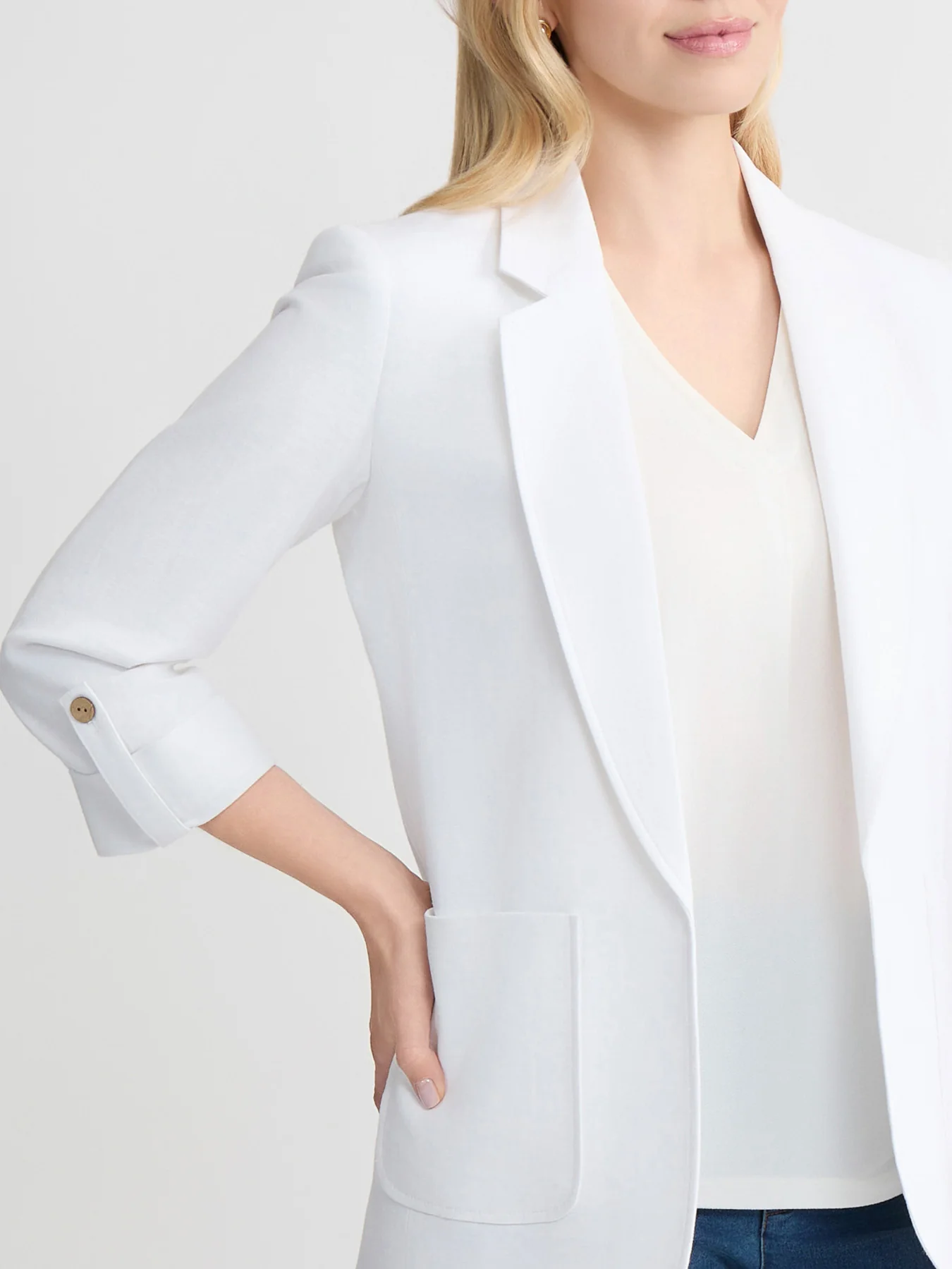 Plus Patch Pocket Jacket, Linen - Image 4
