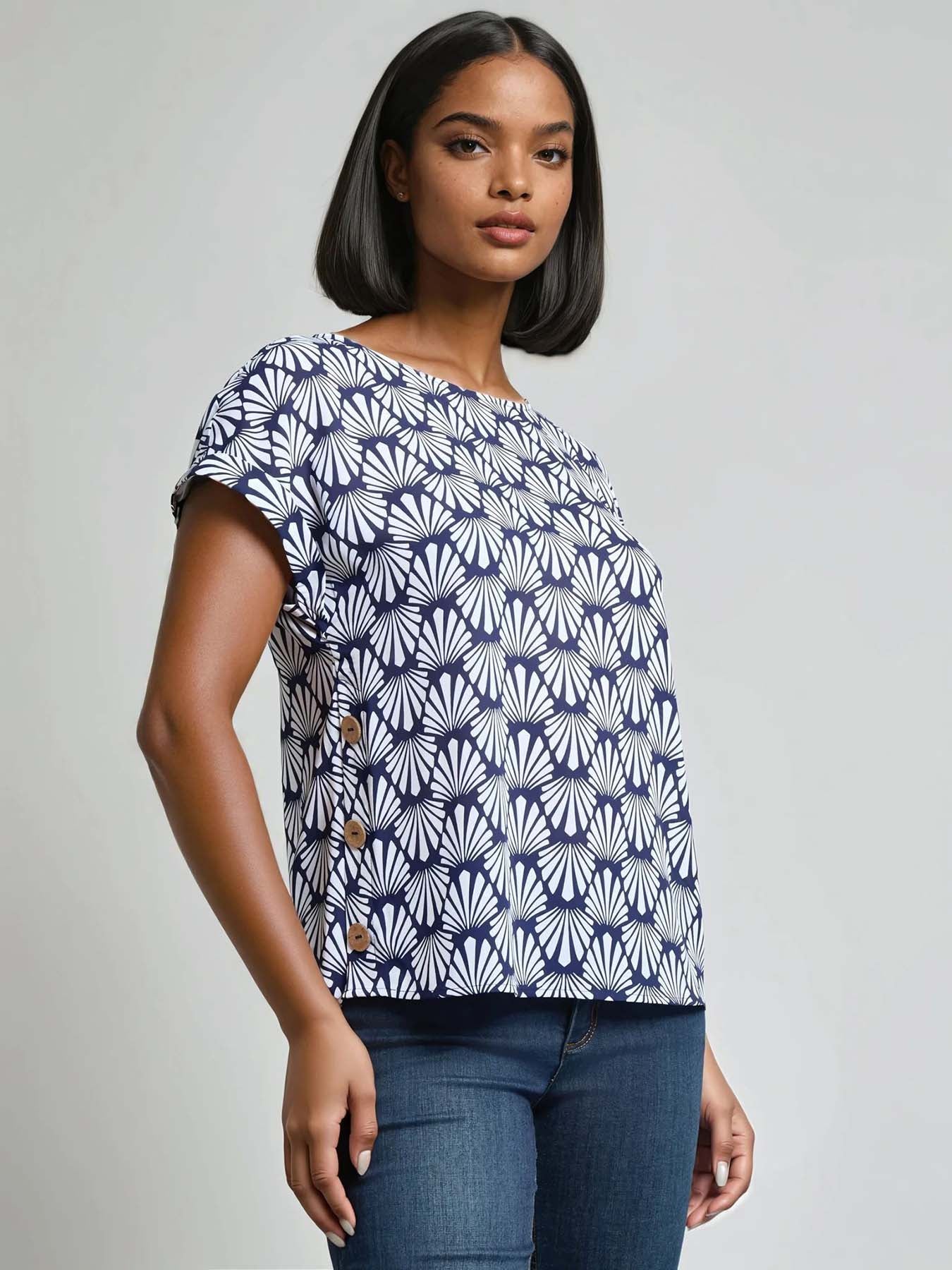 Petite Button Detail Blouse, Crepe de Chine - Image 2