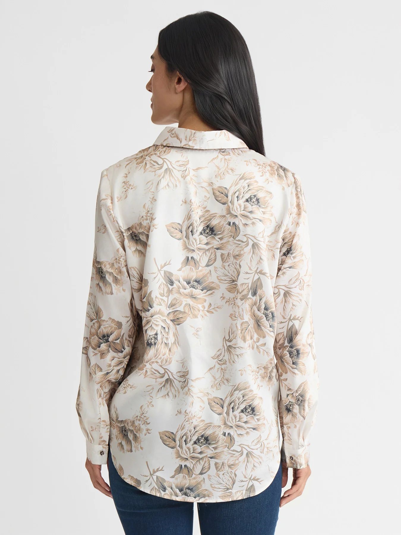 Petite Button Down Blouse, Satin Twill - Image 4