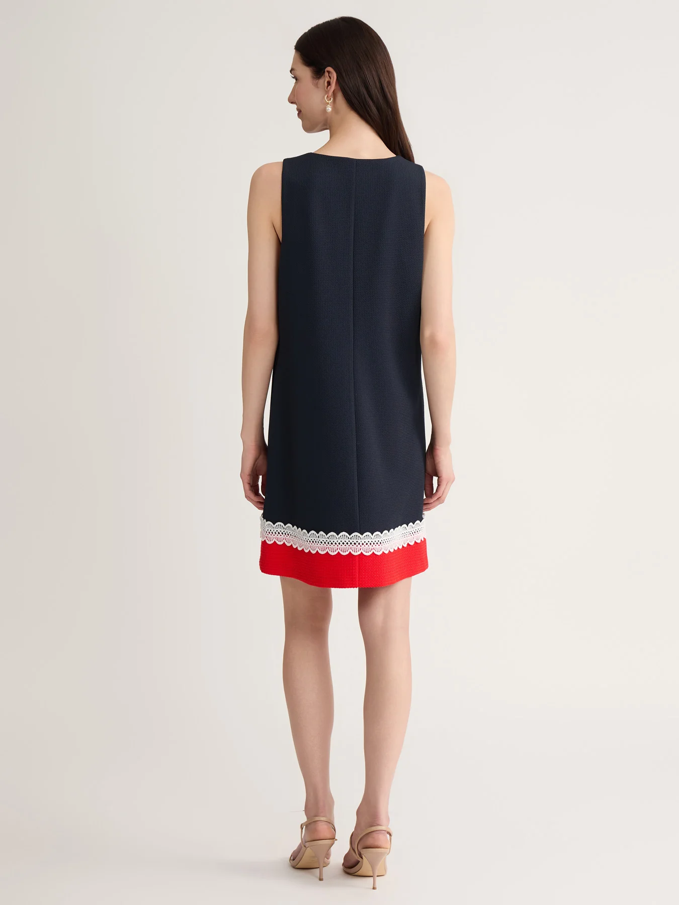 Petite Colorblock Lace Trim Dress, Knit Pique - Image 4