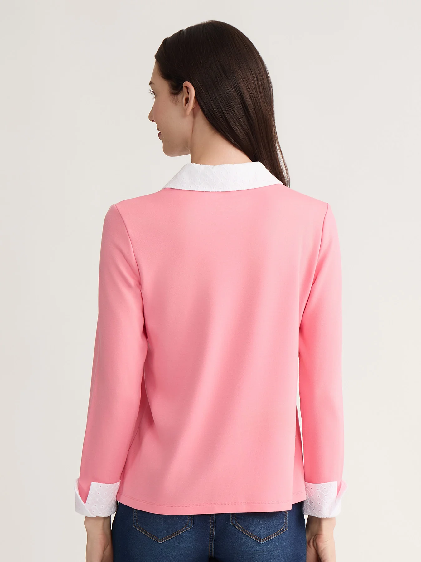 Petite Eyelet Trim Twofer, Serenity Knit - Image 3