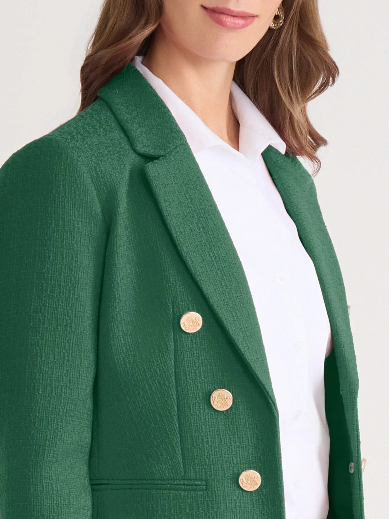 Petite Faux Double Breasted Blazer, Boucle Tweed - Image 3
