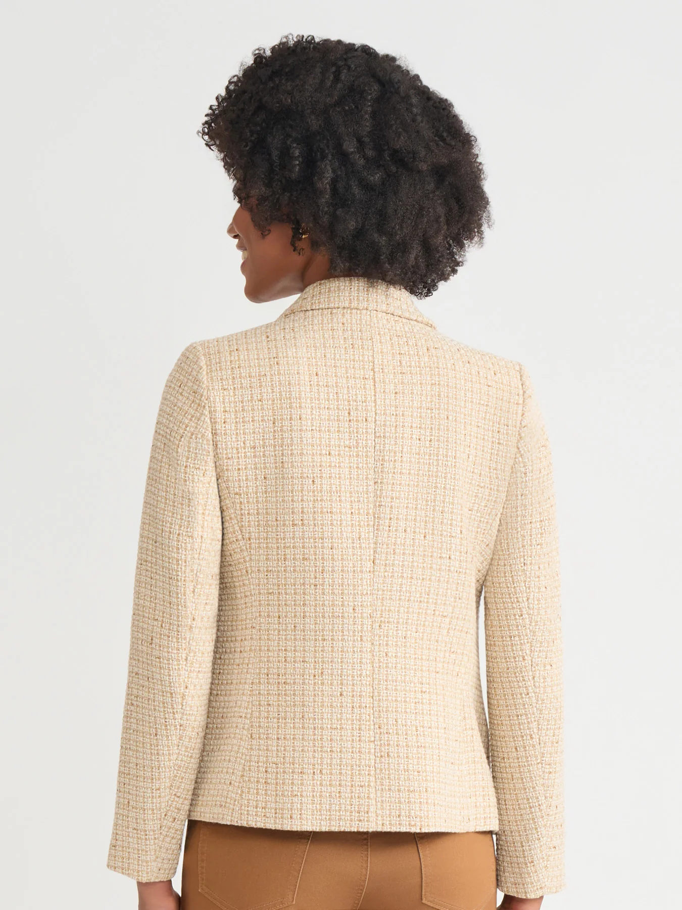 Faux Double Breasted Blazer, Tweed - Image 4