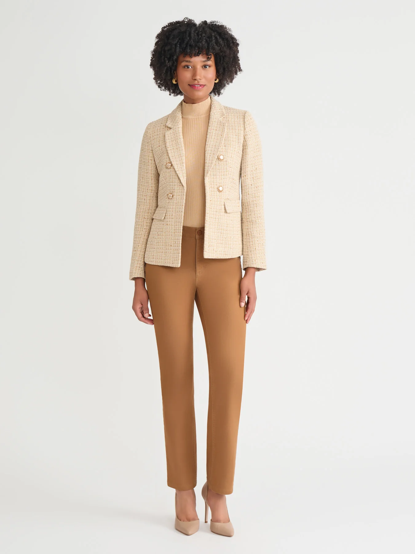 Faux Double Breasted Blazer, Tweed - Image 5