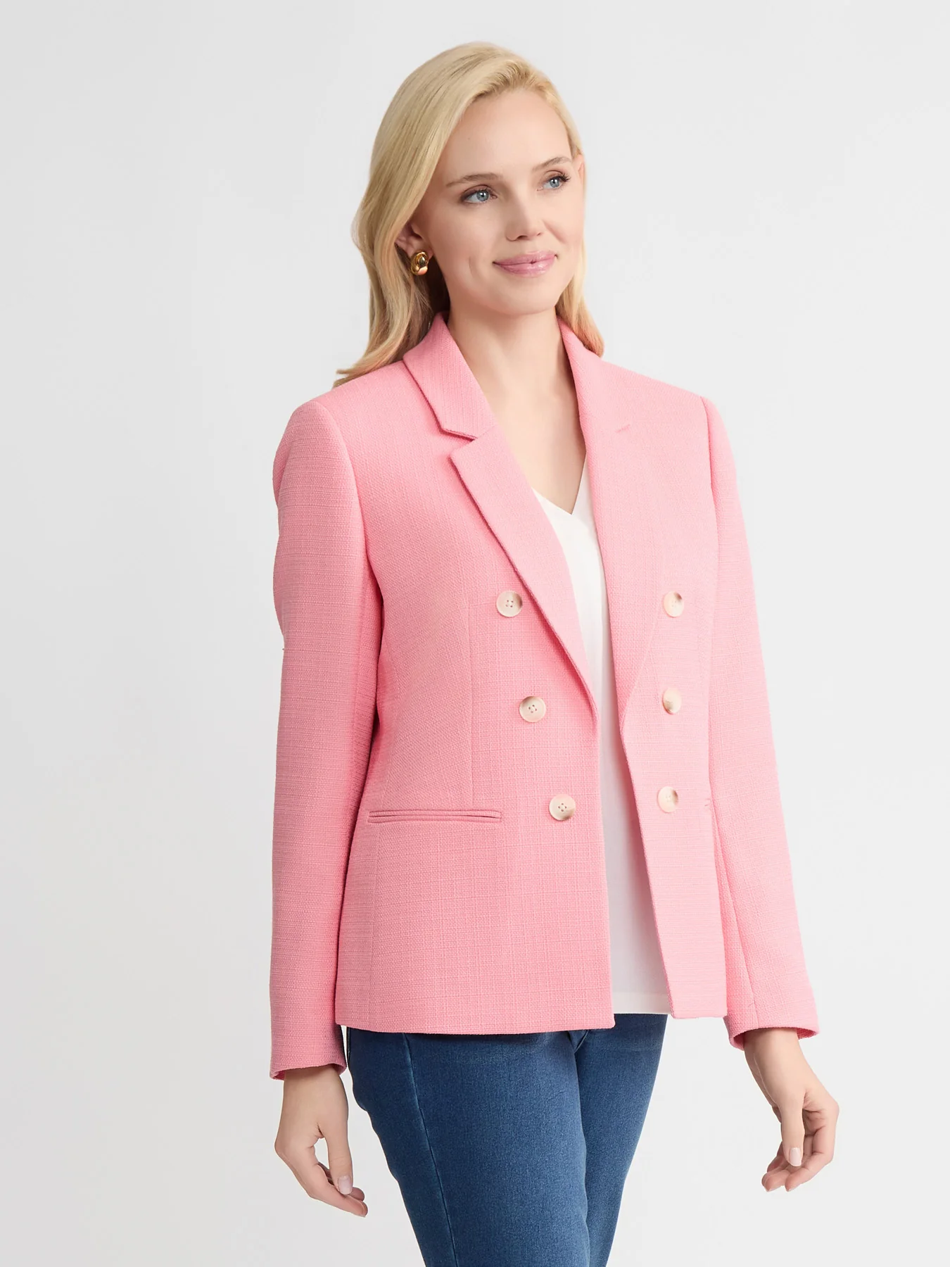 Faux Double Breasted Jacket, Tweed - Image 2