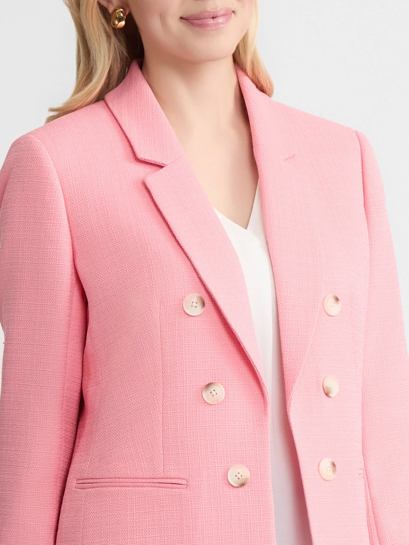 Faux Double Breasted Jacket, Tweed - Image 3