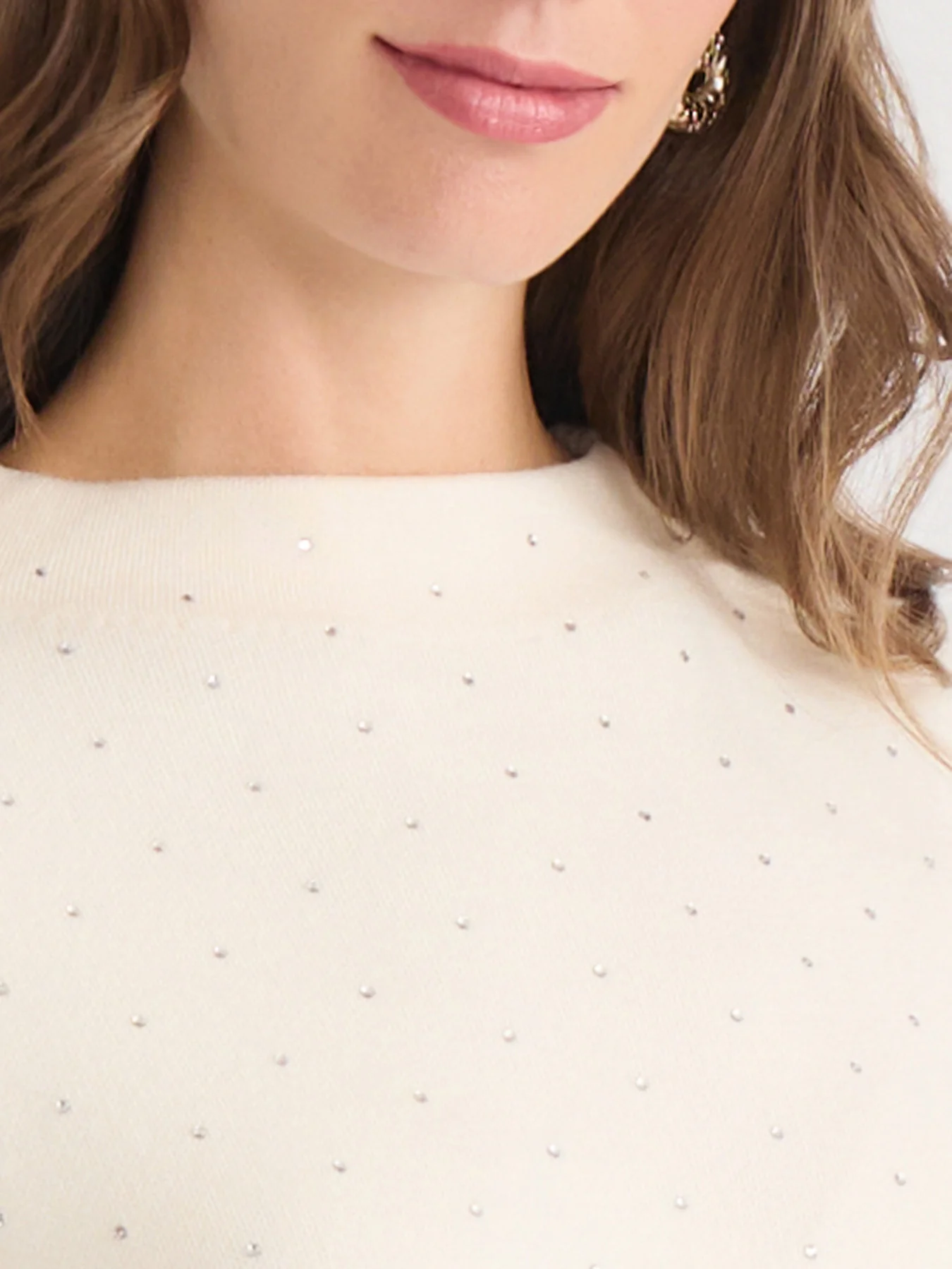 Petite Funnel Neck Studded Accent Sweater - Image 3