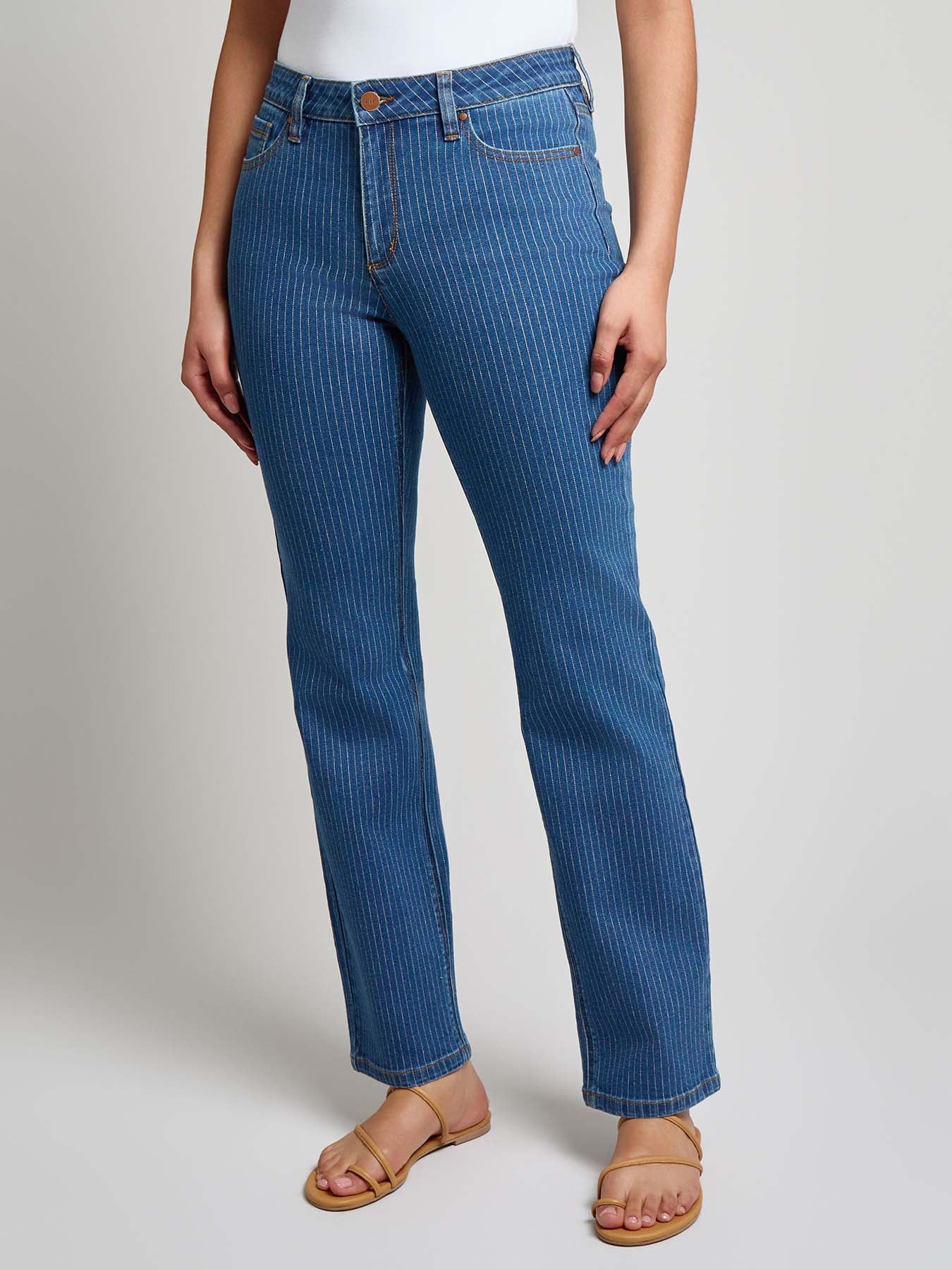 Lexington Straight Leg Jeans, Indigo Pinstripe
