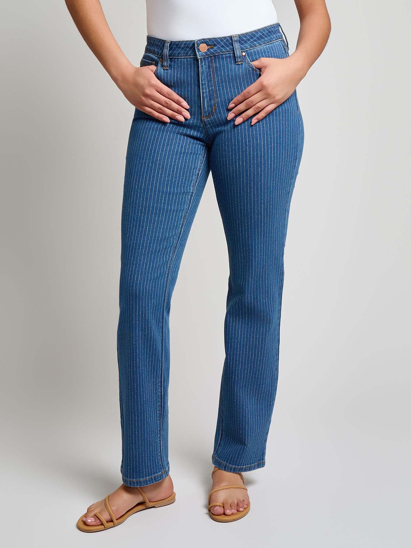 Lexington Straight Leg Jeans, Indigo Pinstripe - Image 2
