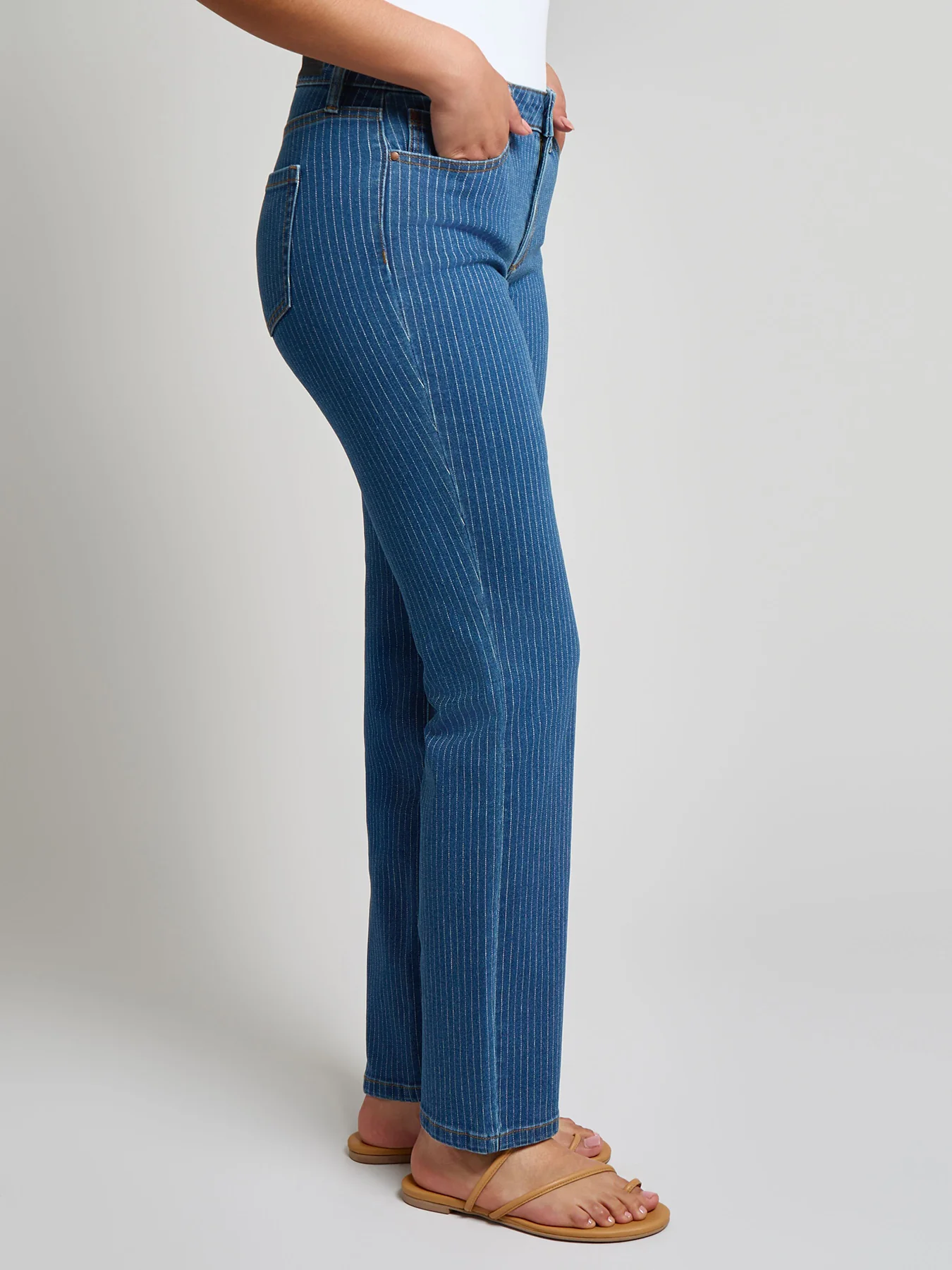 Lexington Straight Leg Jeans, Indigo Pinstripe - Image 3