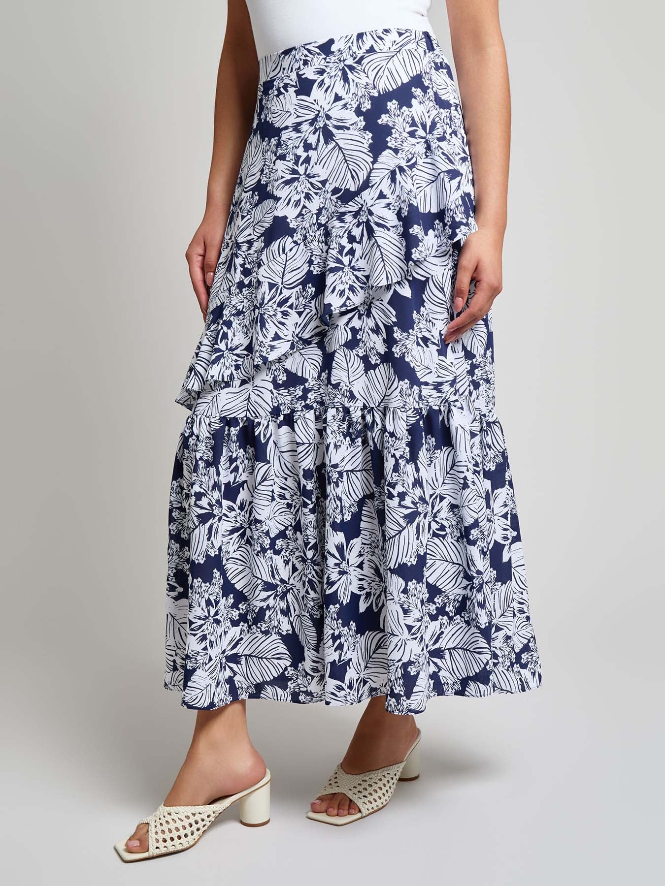 Petite Pull-On Ruffle Maxi Skirt, Crepe de Chine - Image 2