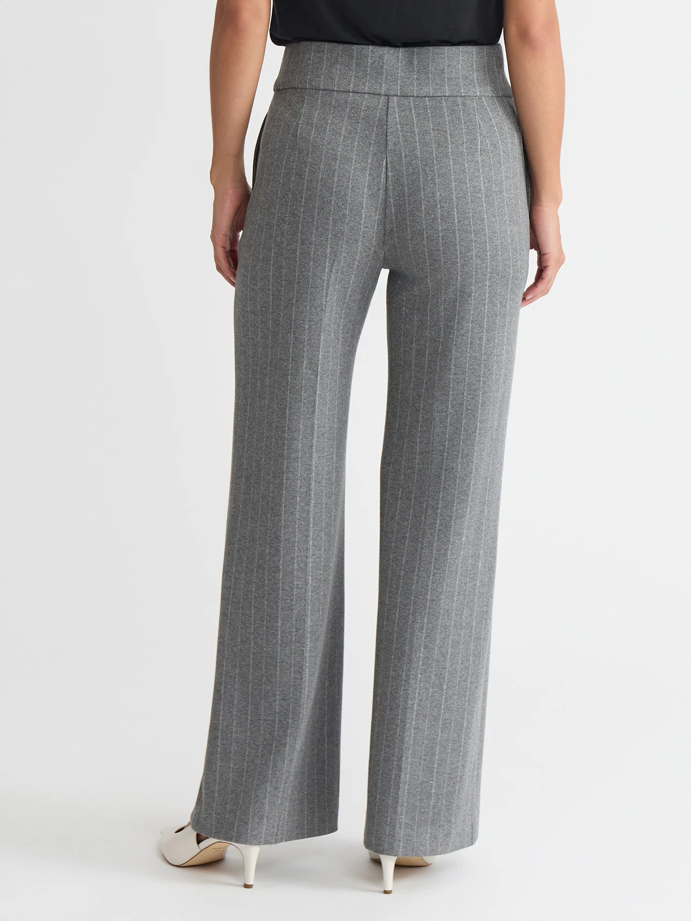 Petite Pull-On Wide Leg Trouser, Pinstripe - Image 3