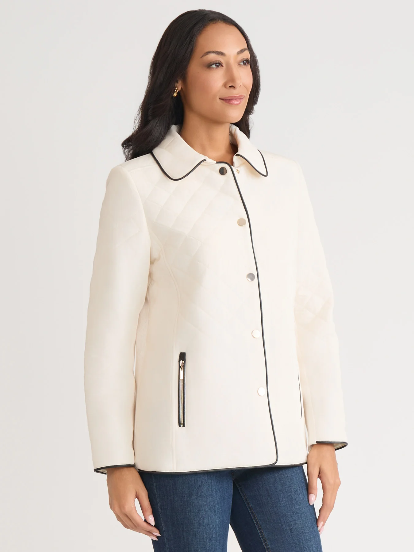 Petite Quilted Snap Front Jacket - Image 2