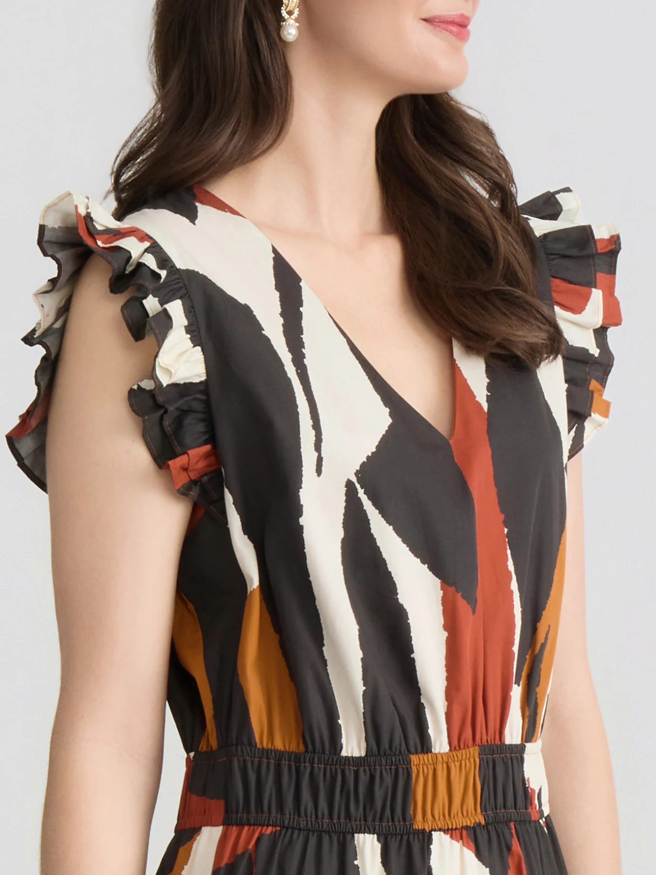 Petite Ruffle Sleeve Tiered Maxi Dress, Printed Cotton Poplin - Image 3