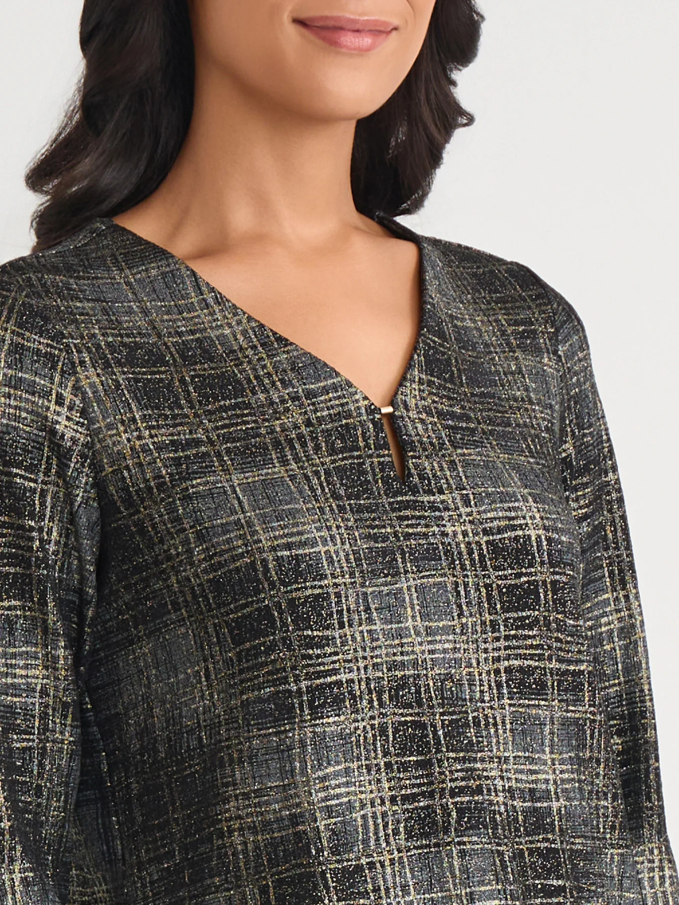 Petite Shimmer Keyhole Neckline Top - Image 3