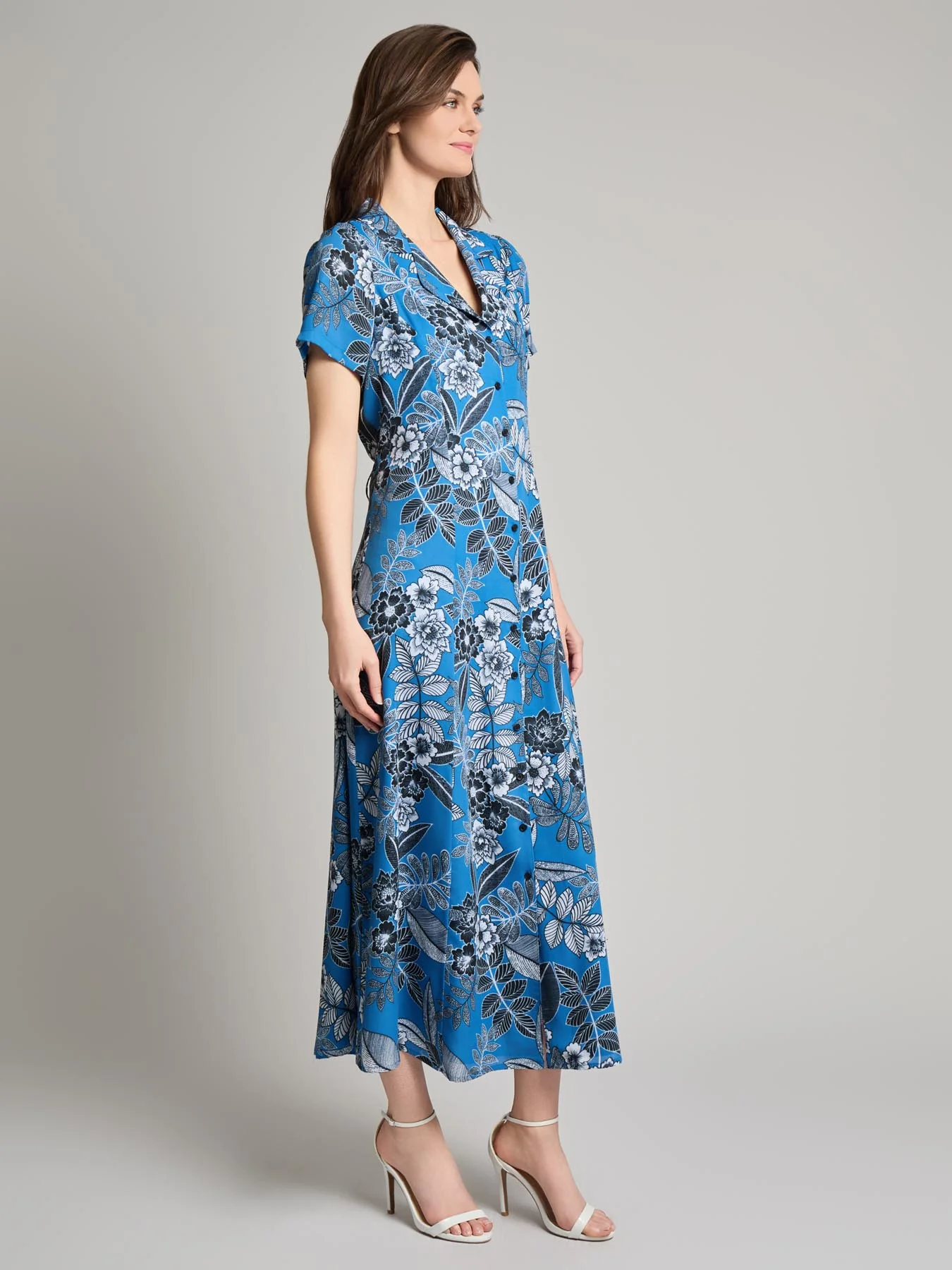 Petite Short Sleeve Button-Front Maxi Dress - Image 2