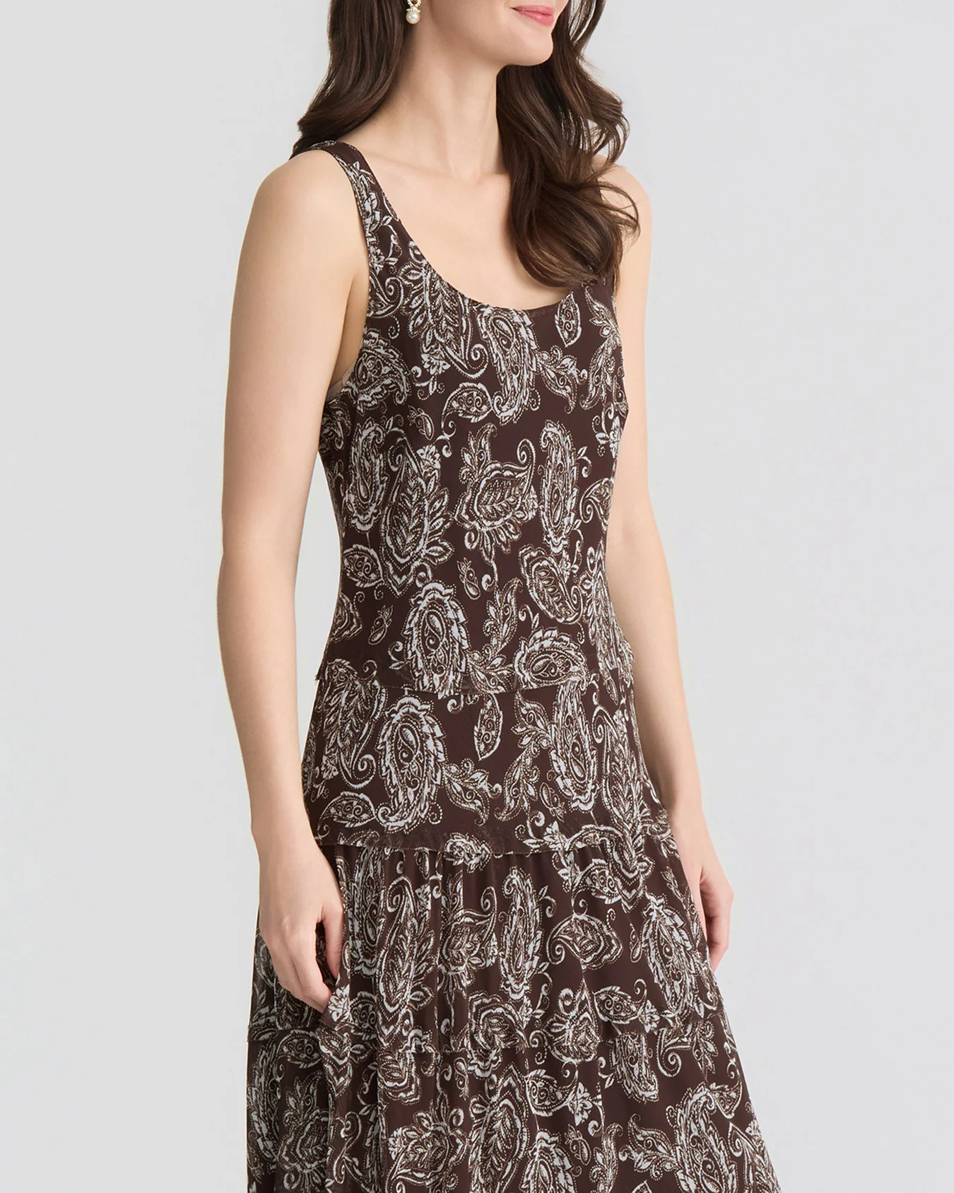 Sleeveless Tiered Maxi Dress, Printed Yoryu - Image 3