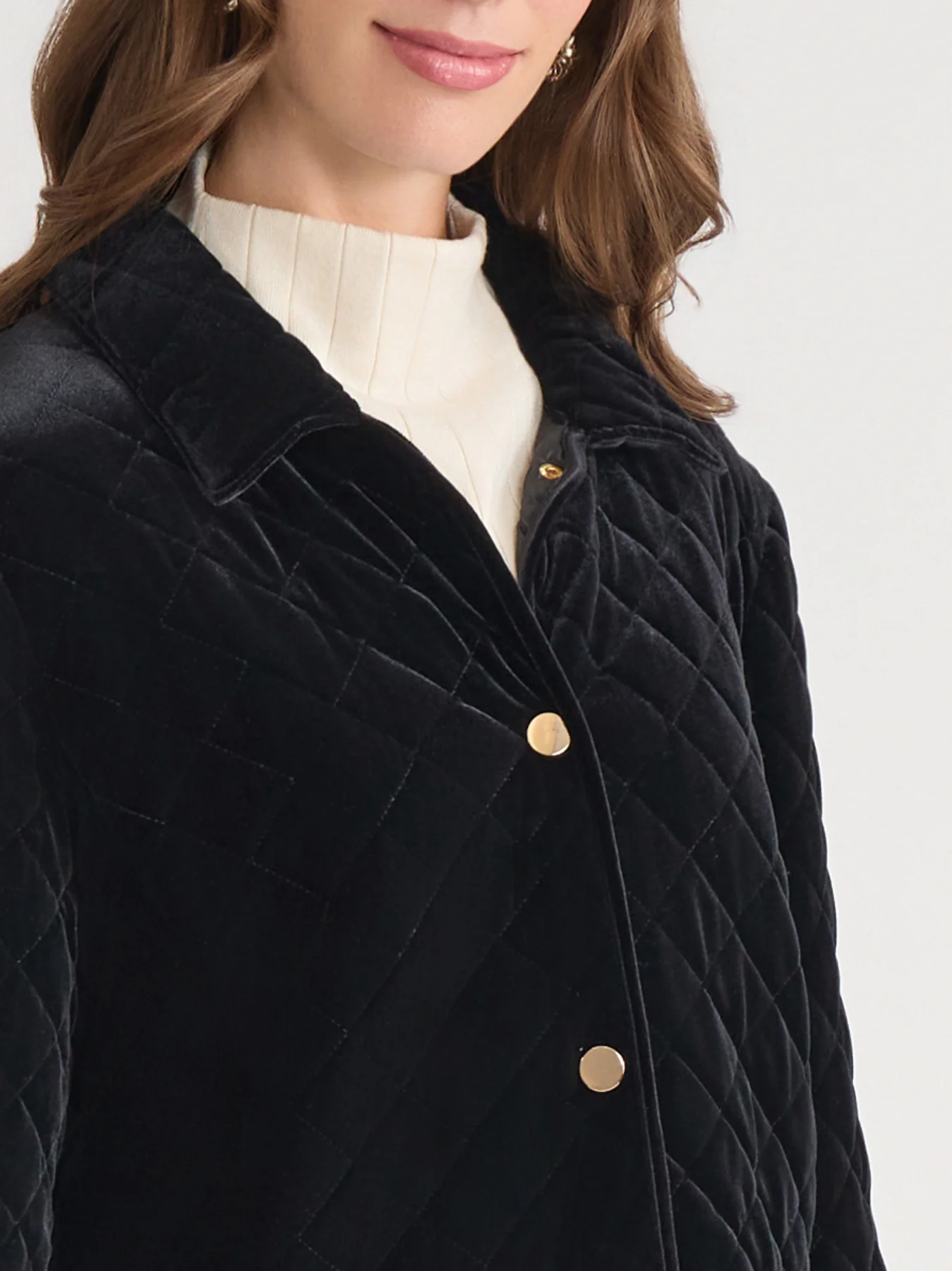 Petite Snap Front Quilted Jacket, Velvet - Image 3