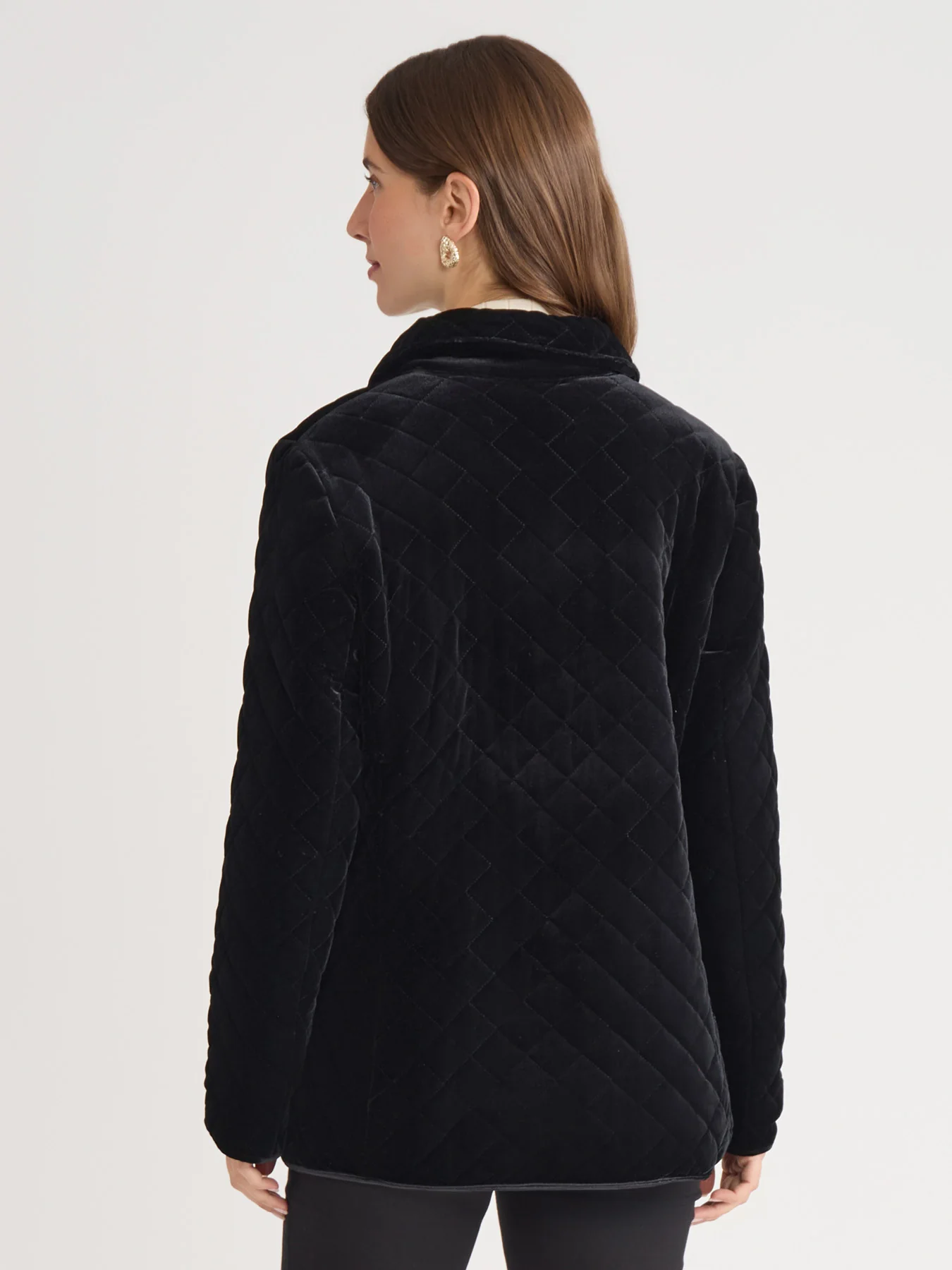Petite Snap Front Quilted Jacket, Velvet - Image 4