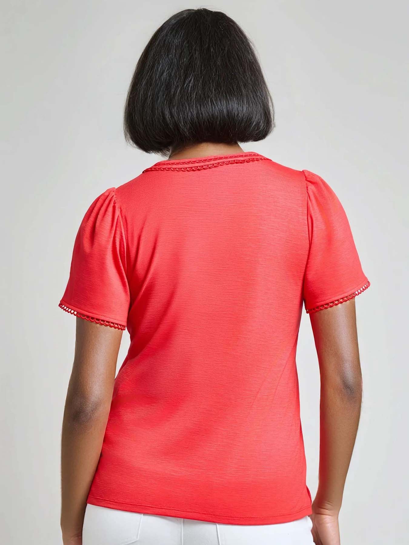Petite Split Neck Flutter Sleeve Top - Image 3