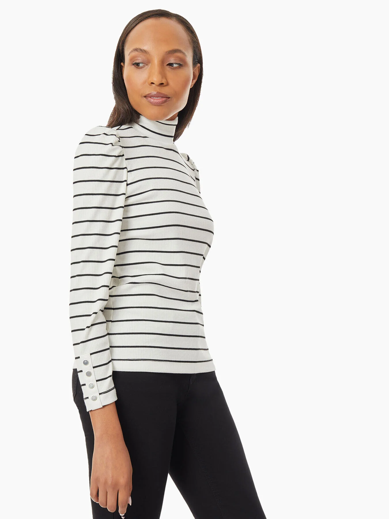 Pinstripe Turtleneck Knit Tunic - Image 2