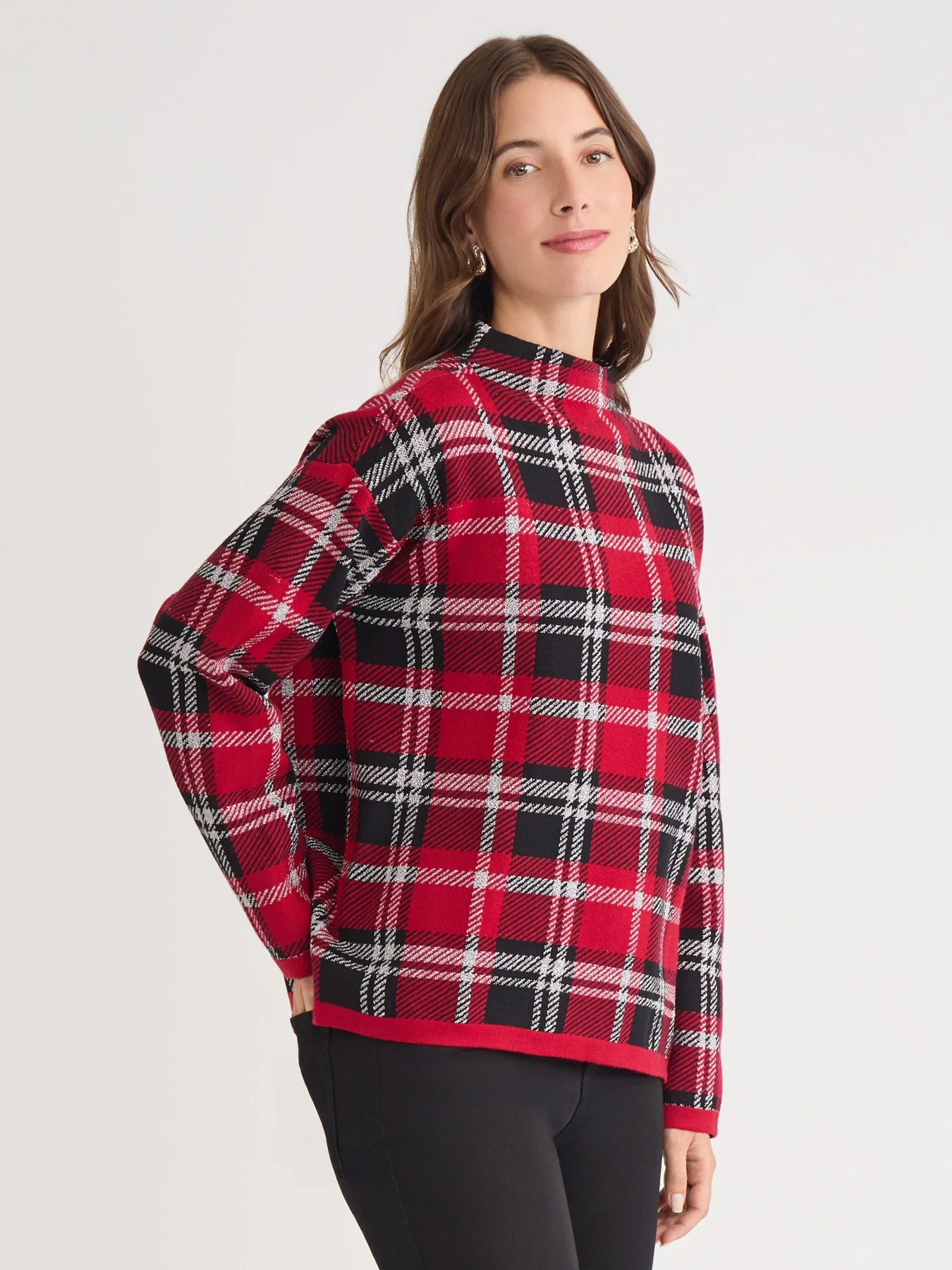 Plaid Mock Neck Sweater - Image 2